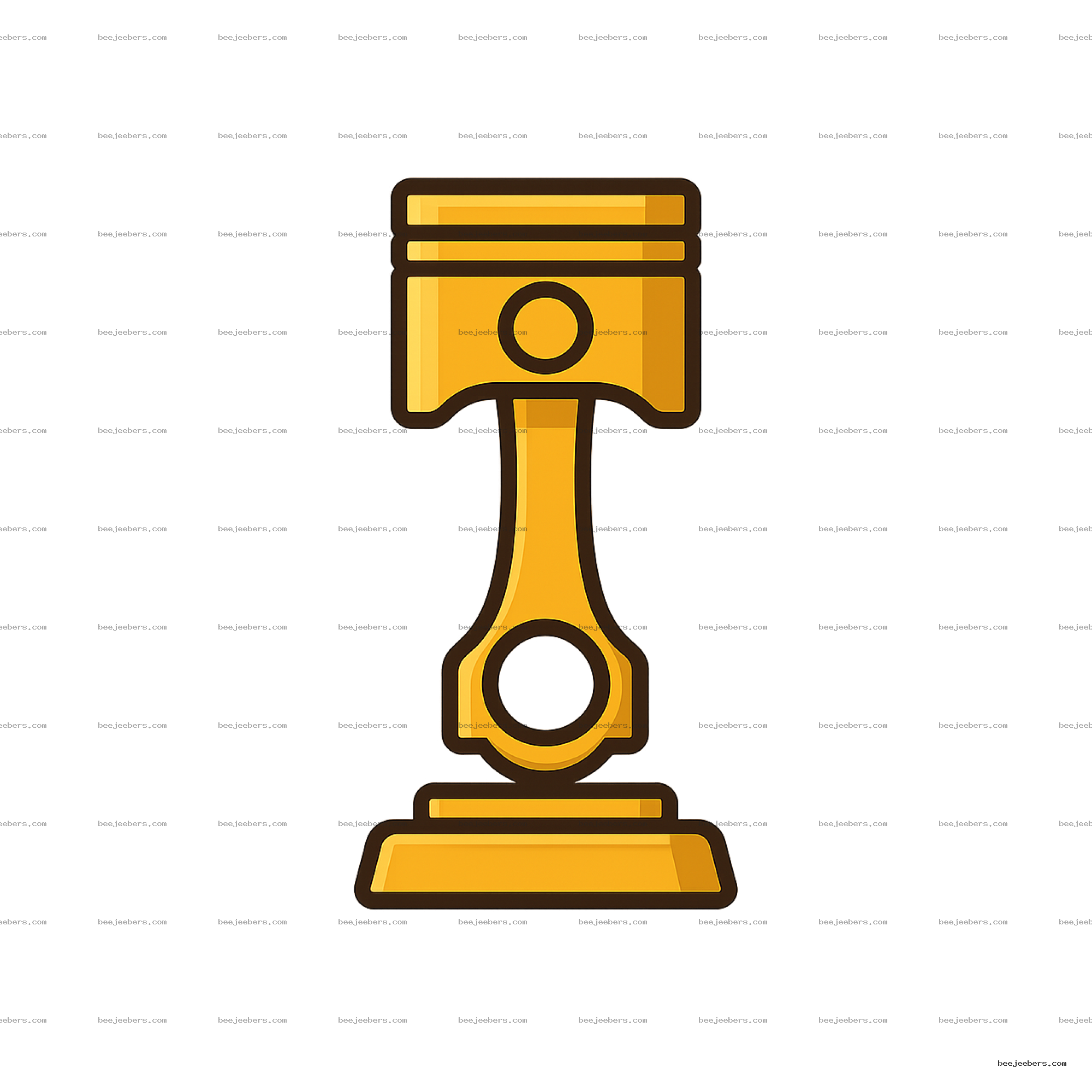 Golden piston cup trophy icon with piston-shaped base in clean vector style