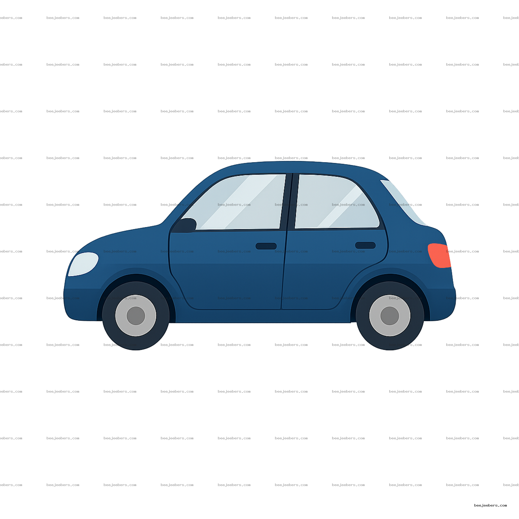 Blue compact car clipart in clean vector style with transparent background
