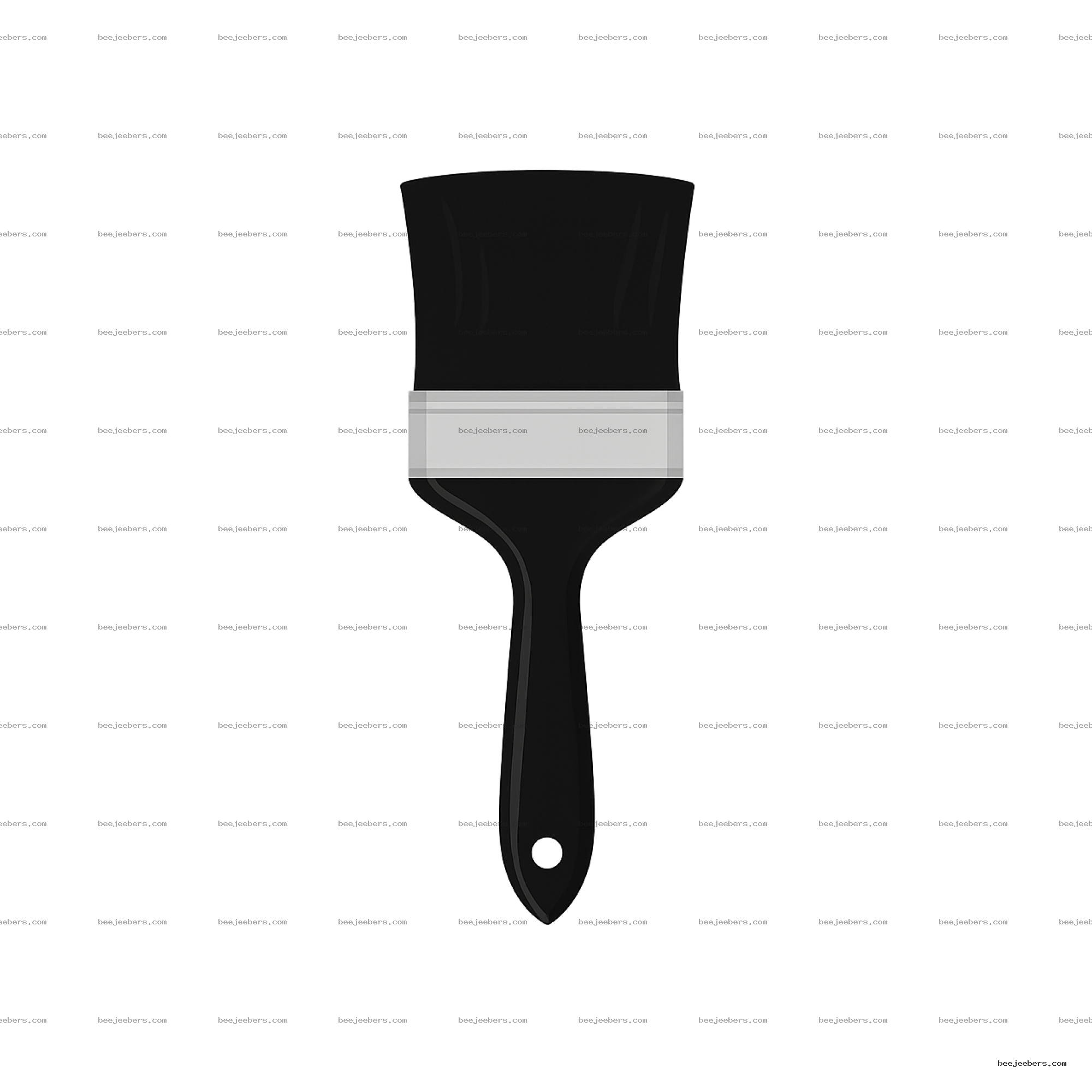 Clean vector illustration of black paint brush tip with white band on transparent background