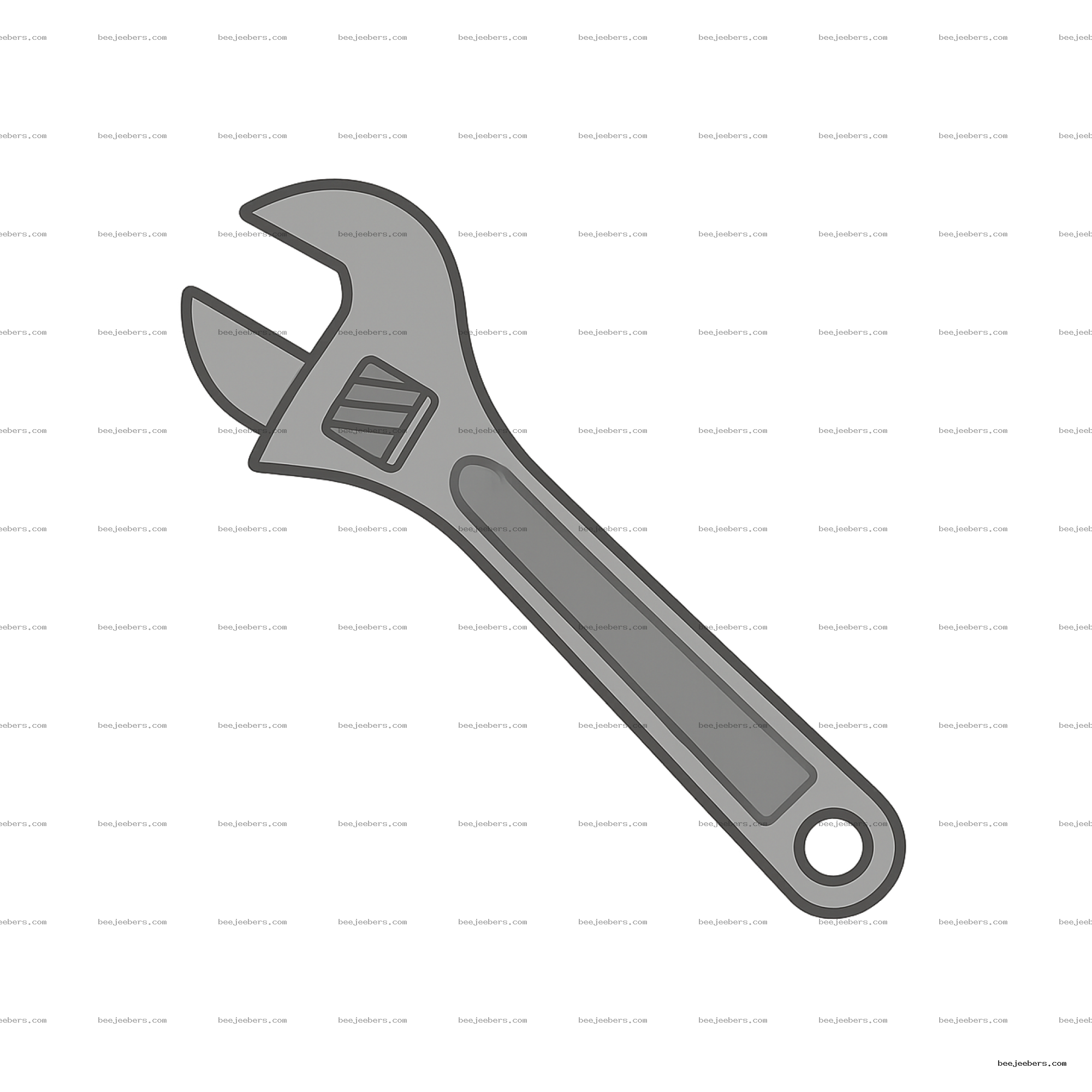 Clean vector illustration of an adjustable wrench PNG with transparent background