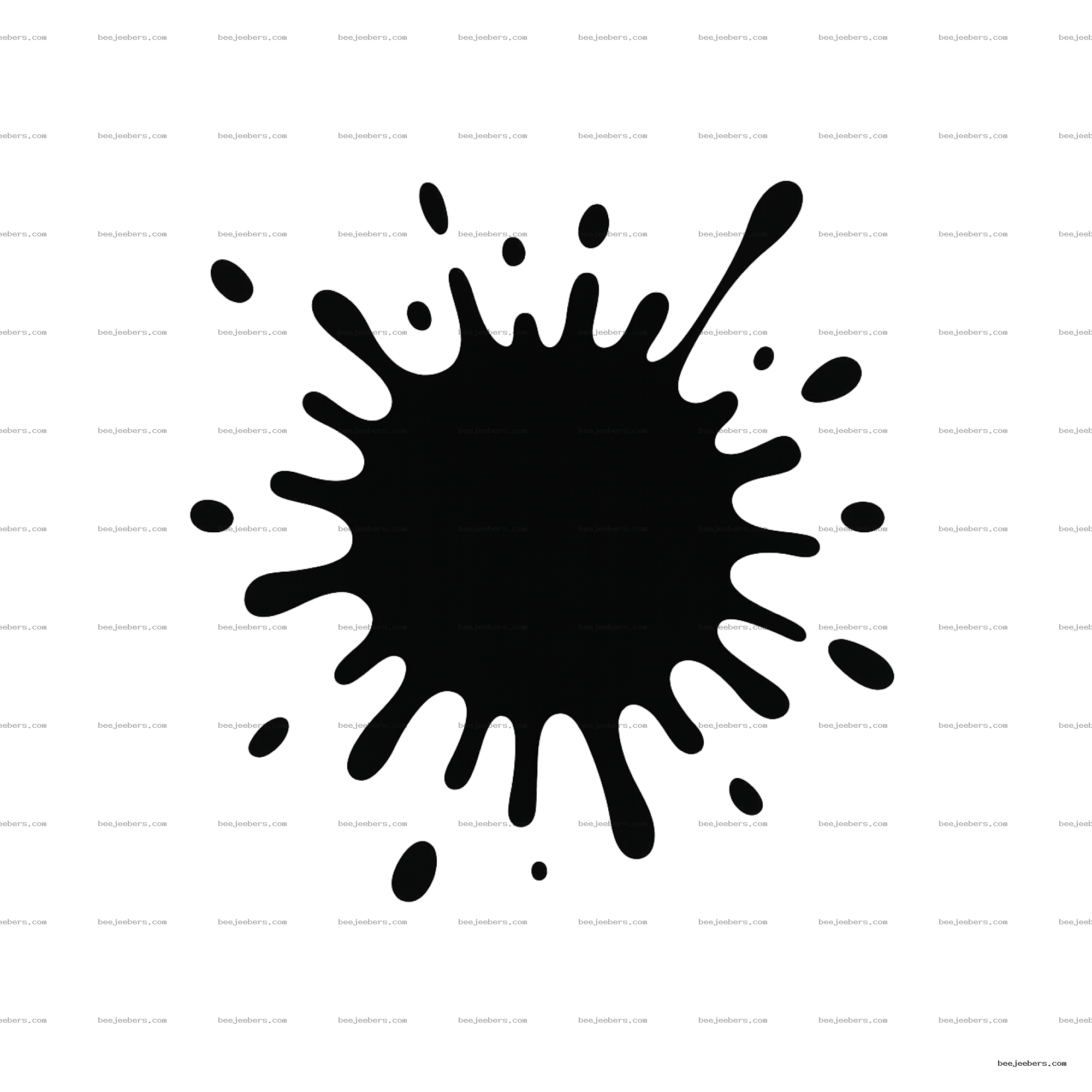 Black paint splatter clipart with transparent background, ideal for digital design and craft use.