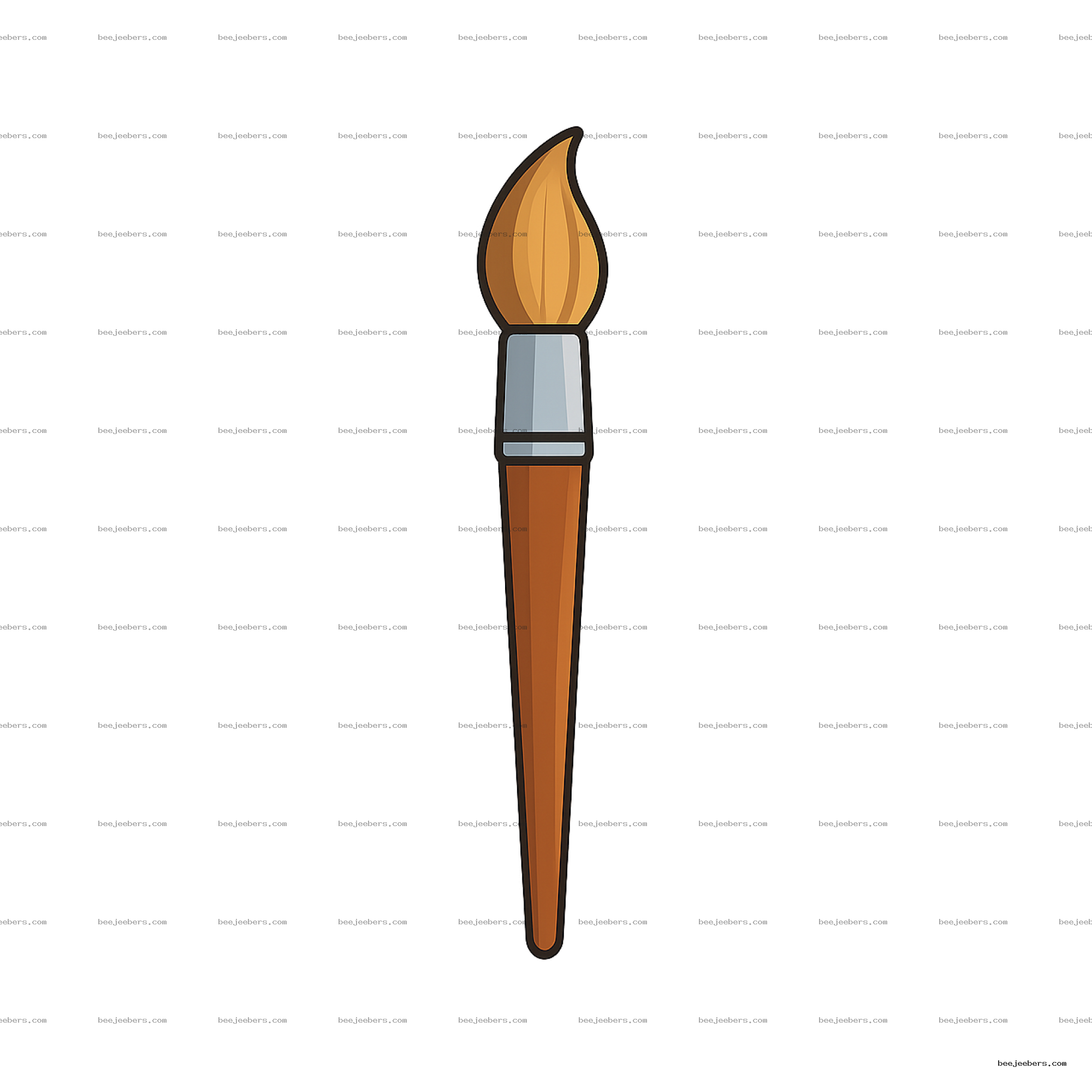 Clean vector illustration of a paint brush with wooden handle and brown bristles on transparent background