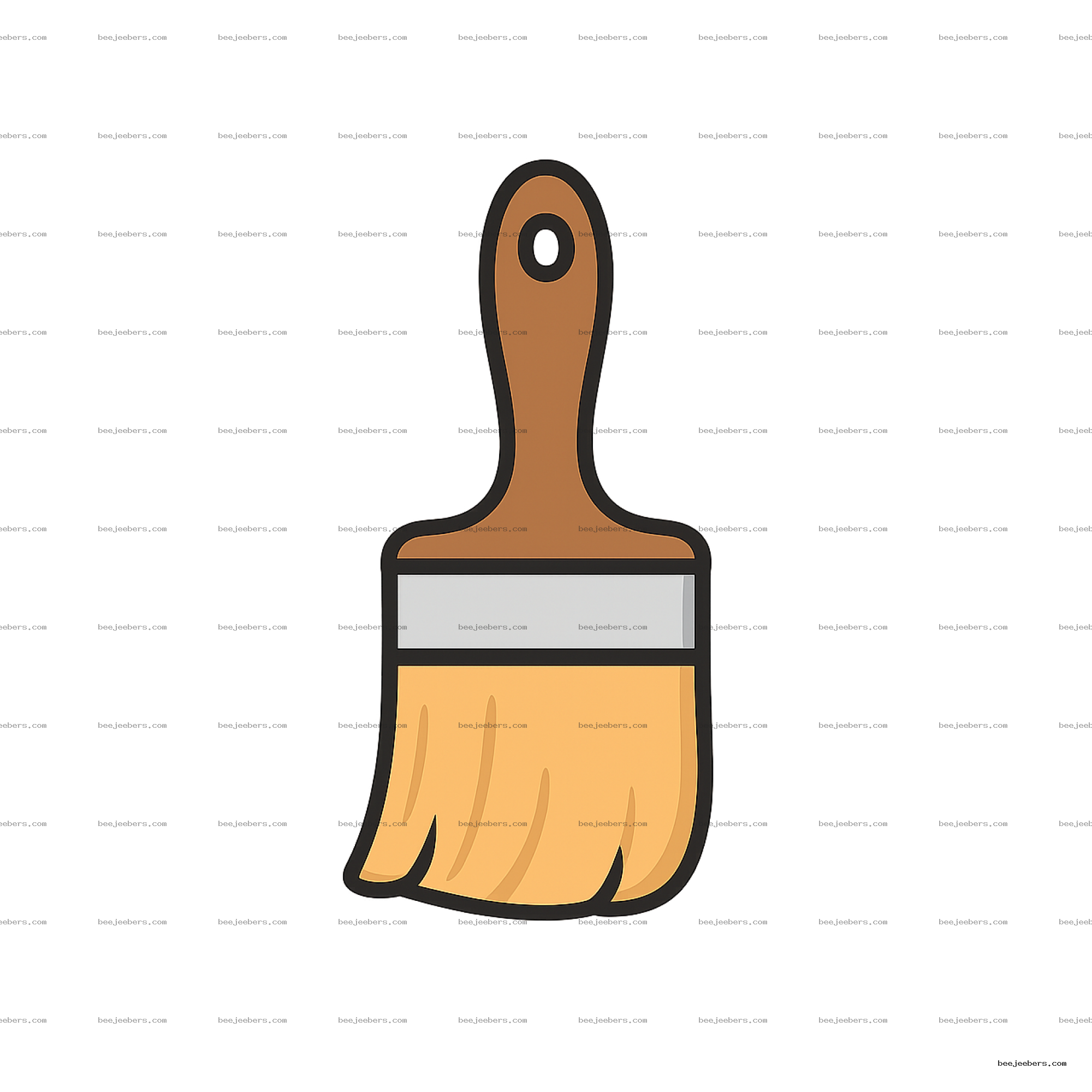 Clean vector illustration of a paint brush with brown handle and yellow bristles on transparent background