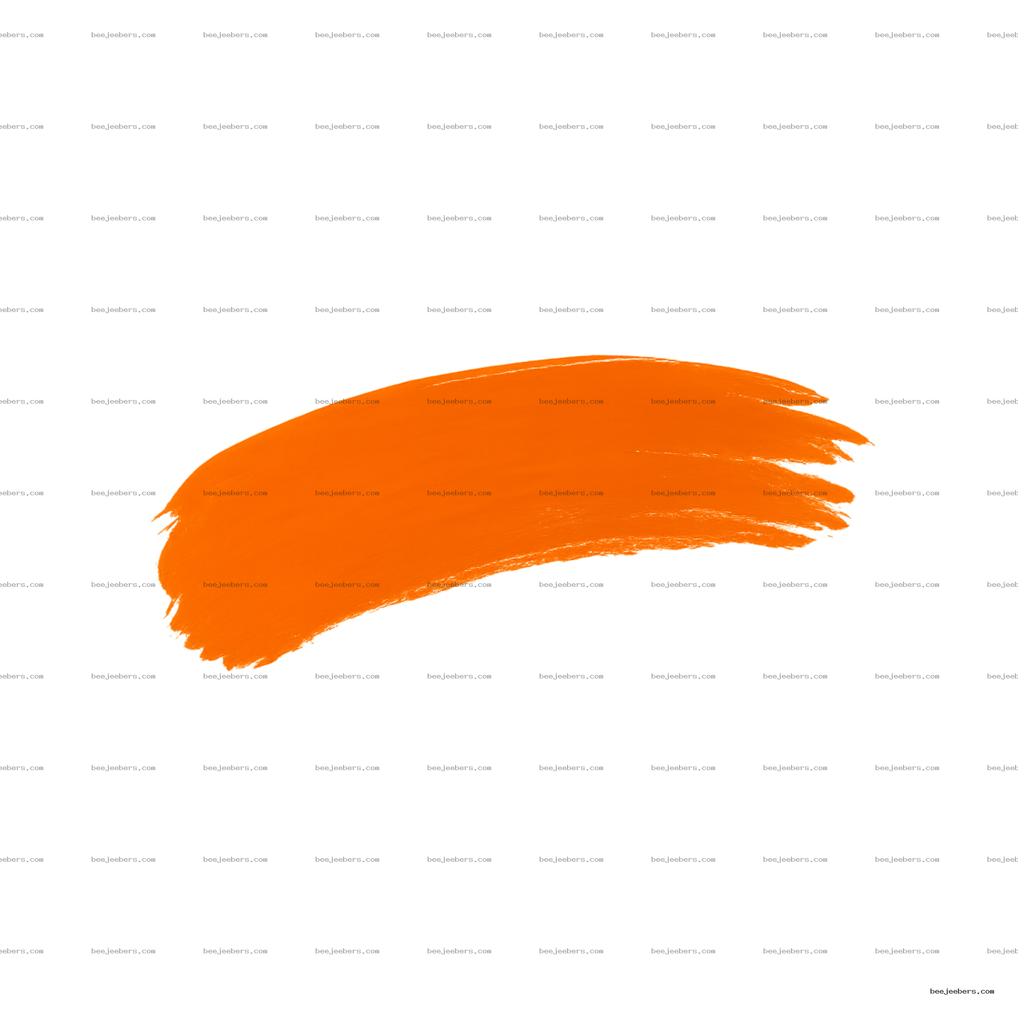 Bright orange paint brush stroke with smooth edges on a transparent background