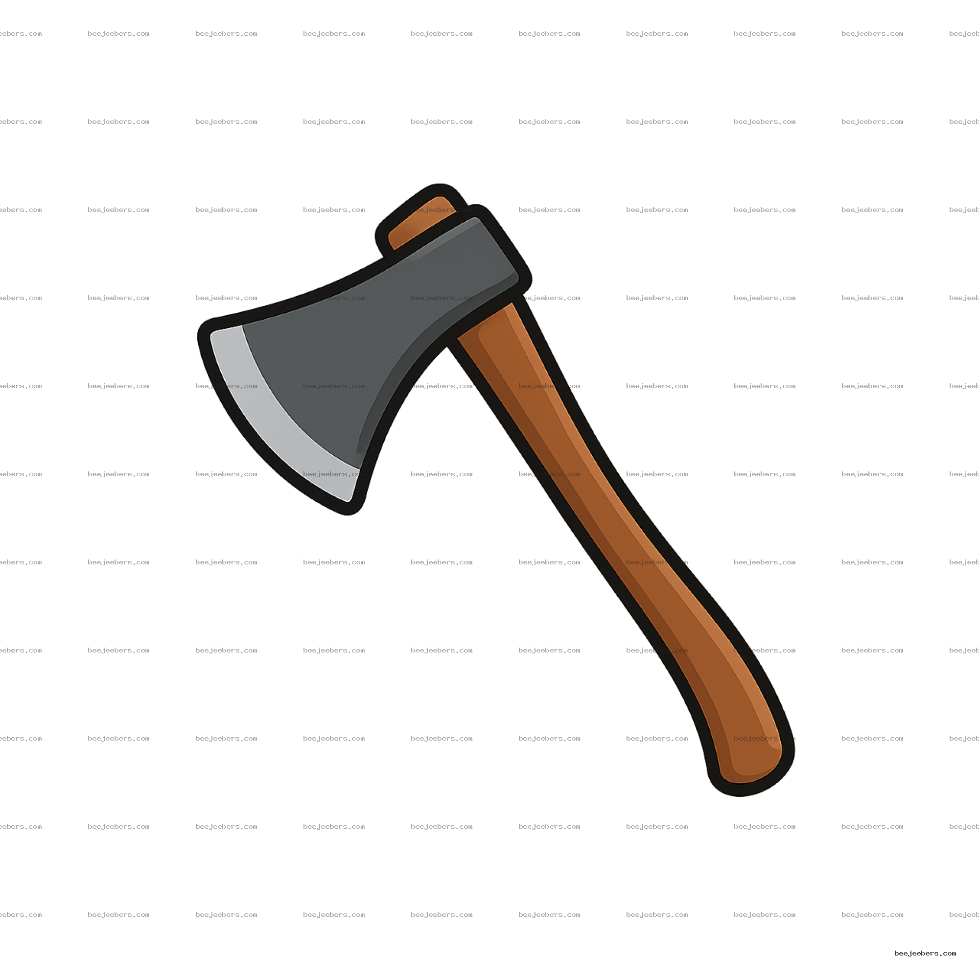 Clean vector illustration of an axe with gray blade and brown handle on transparent background