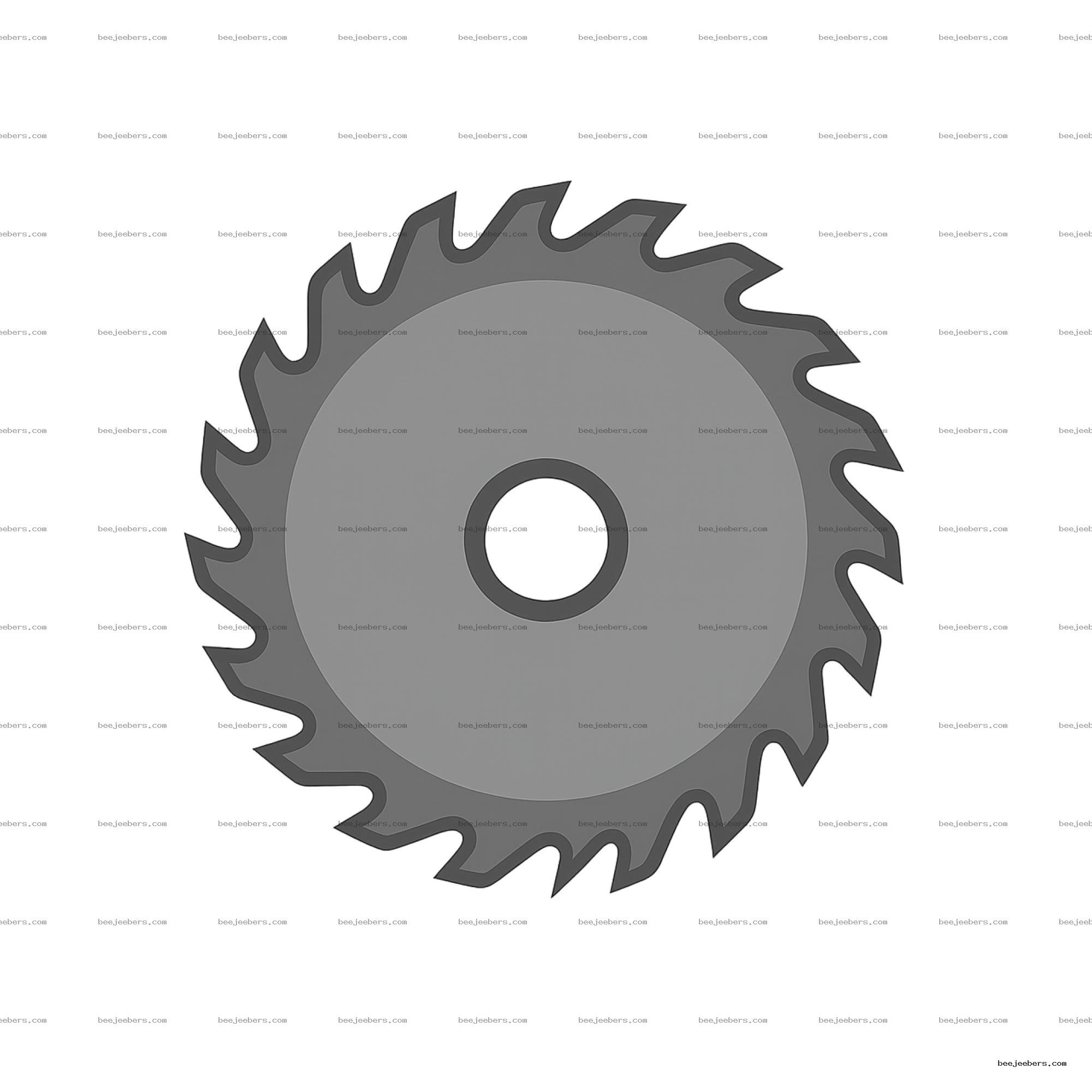 Clean vector illustration of a gray circular saw blade with sharp teeth on transparent background
