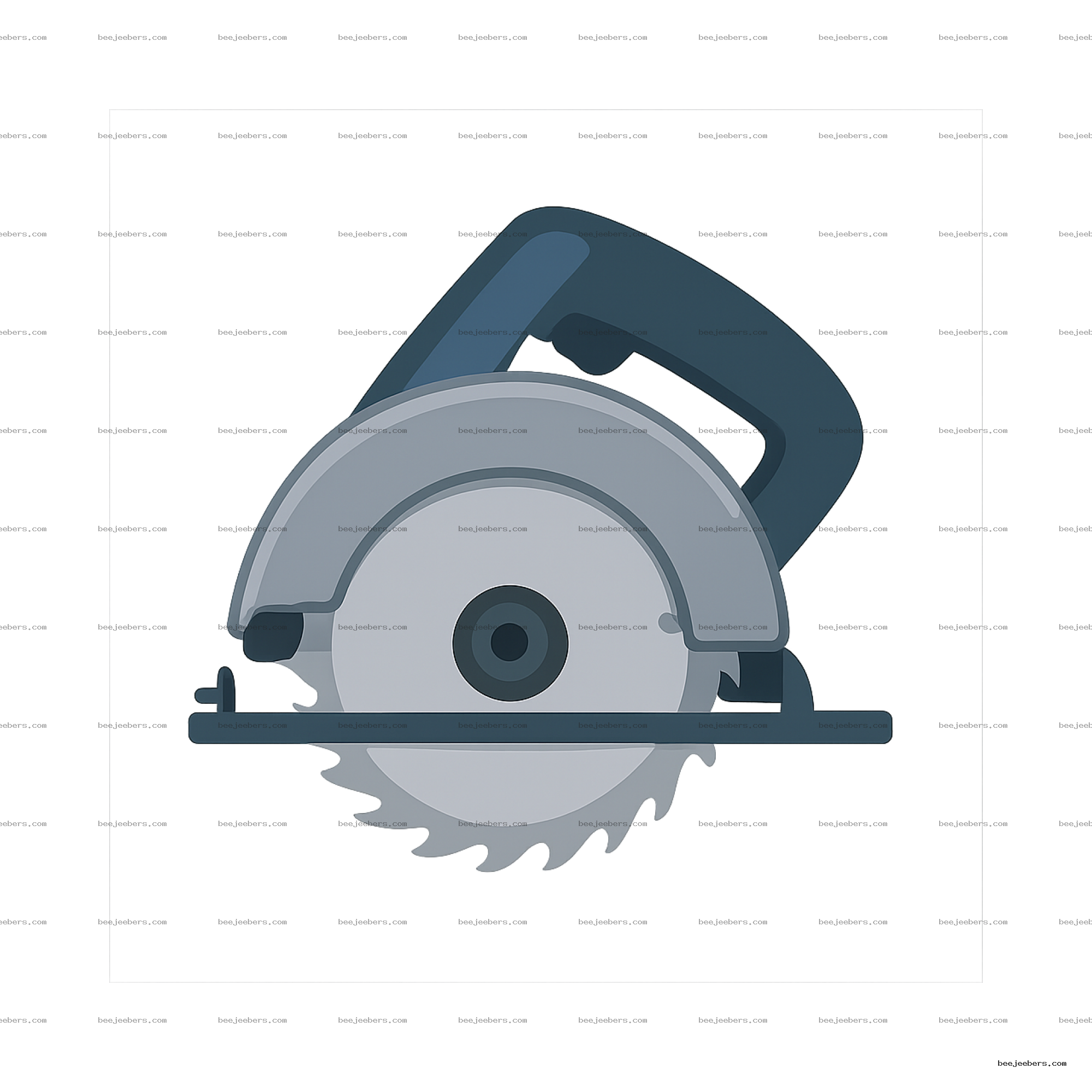 Clean vector image of a circular saw with gray blade and dark blue handle on transparent background