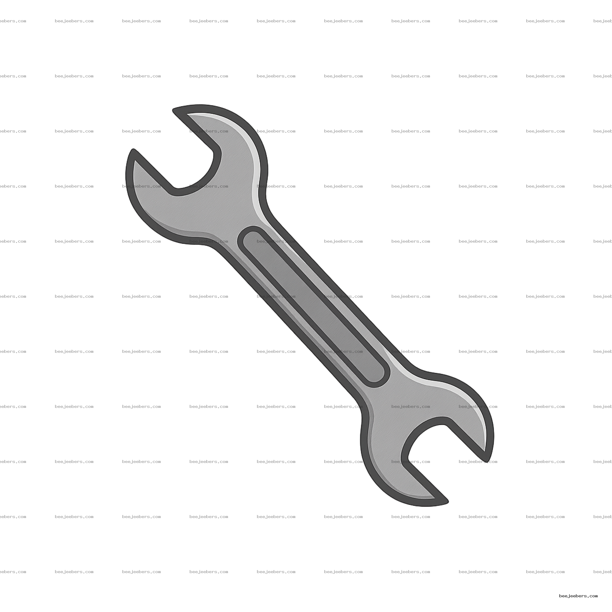Clean vector illustration of an open-ended wrench with transparent background