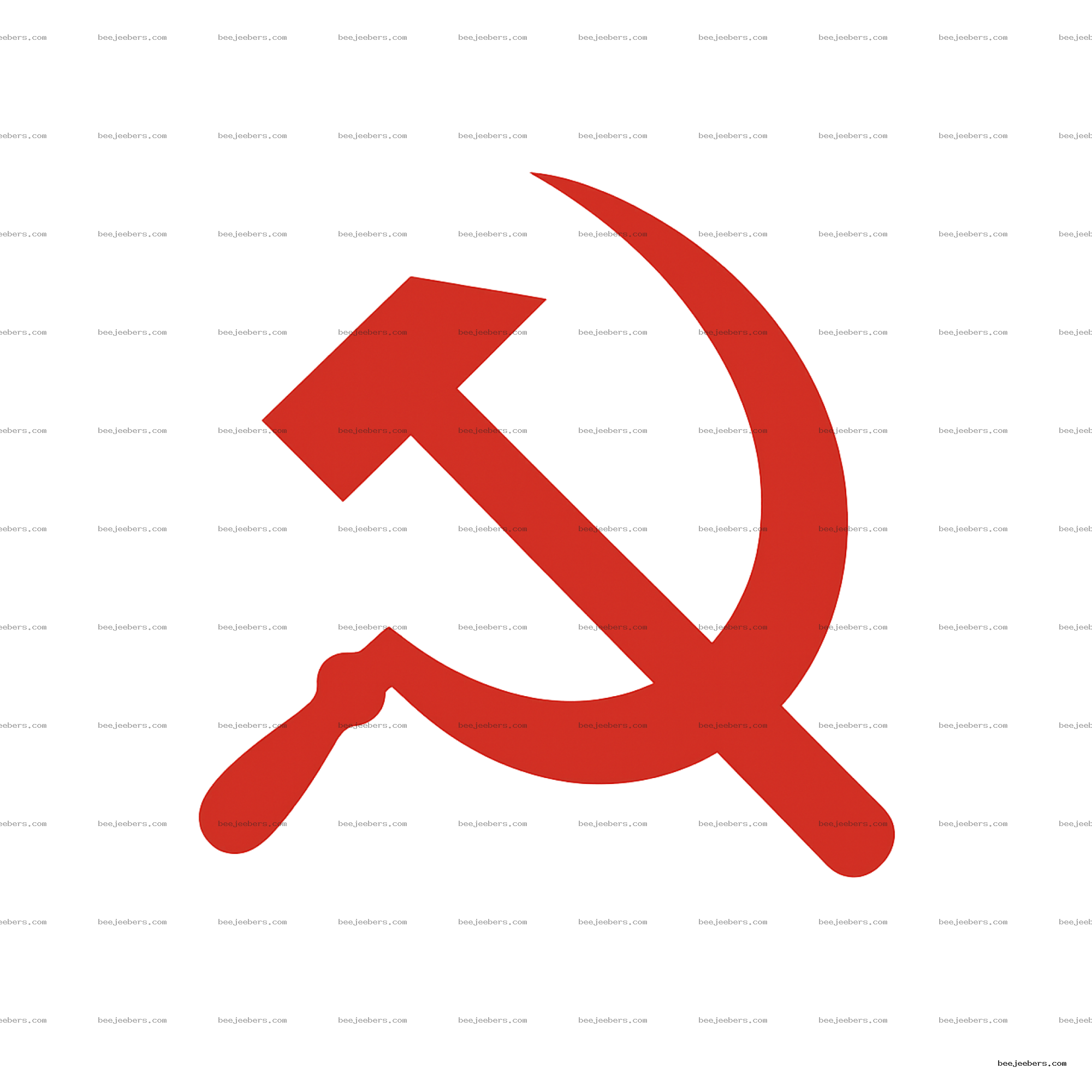 Red hammer and sickle symbol in clean vector style with transparent background