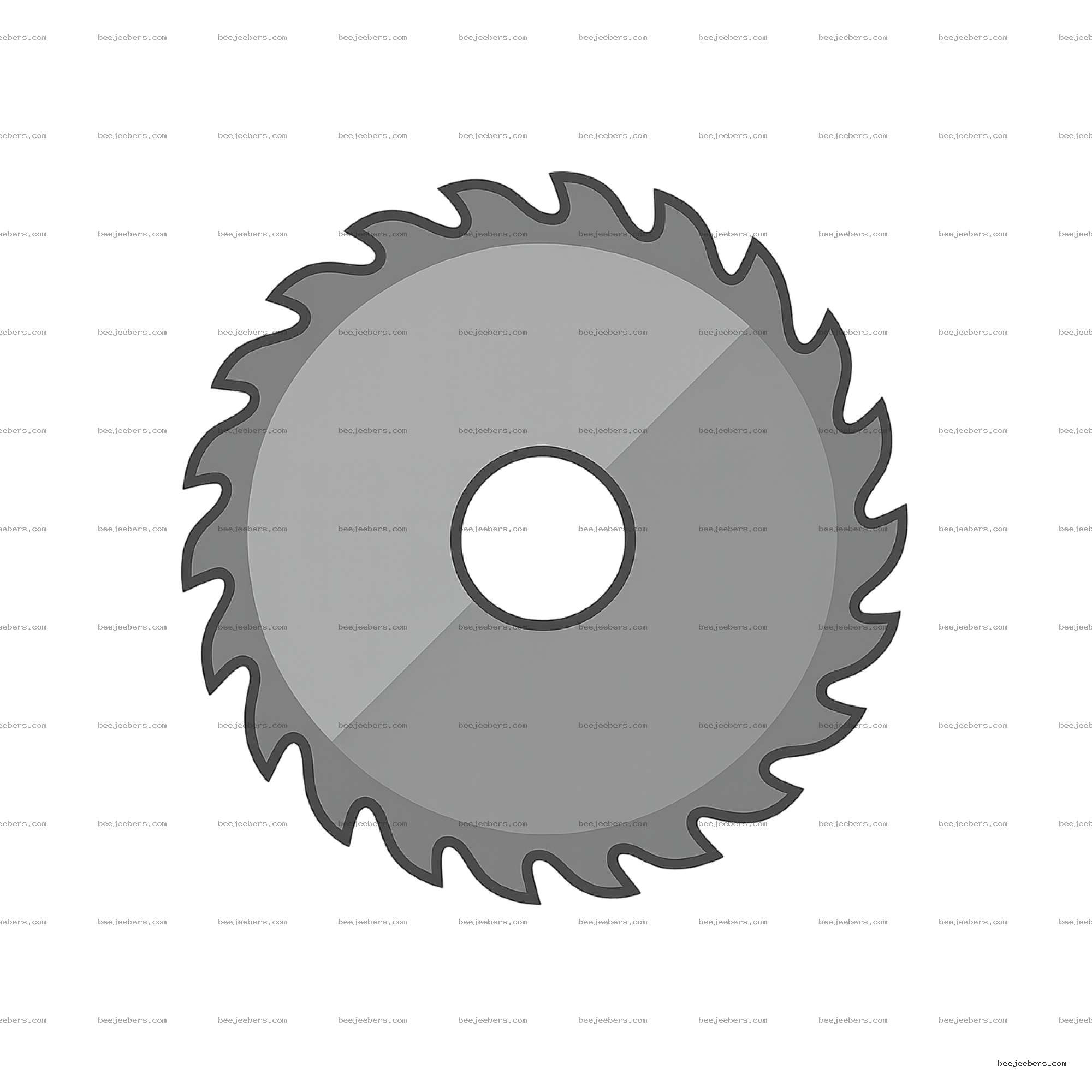 Clean vector circular saw blade with jagged teeth and transparent background