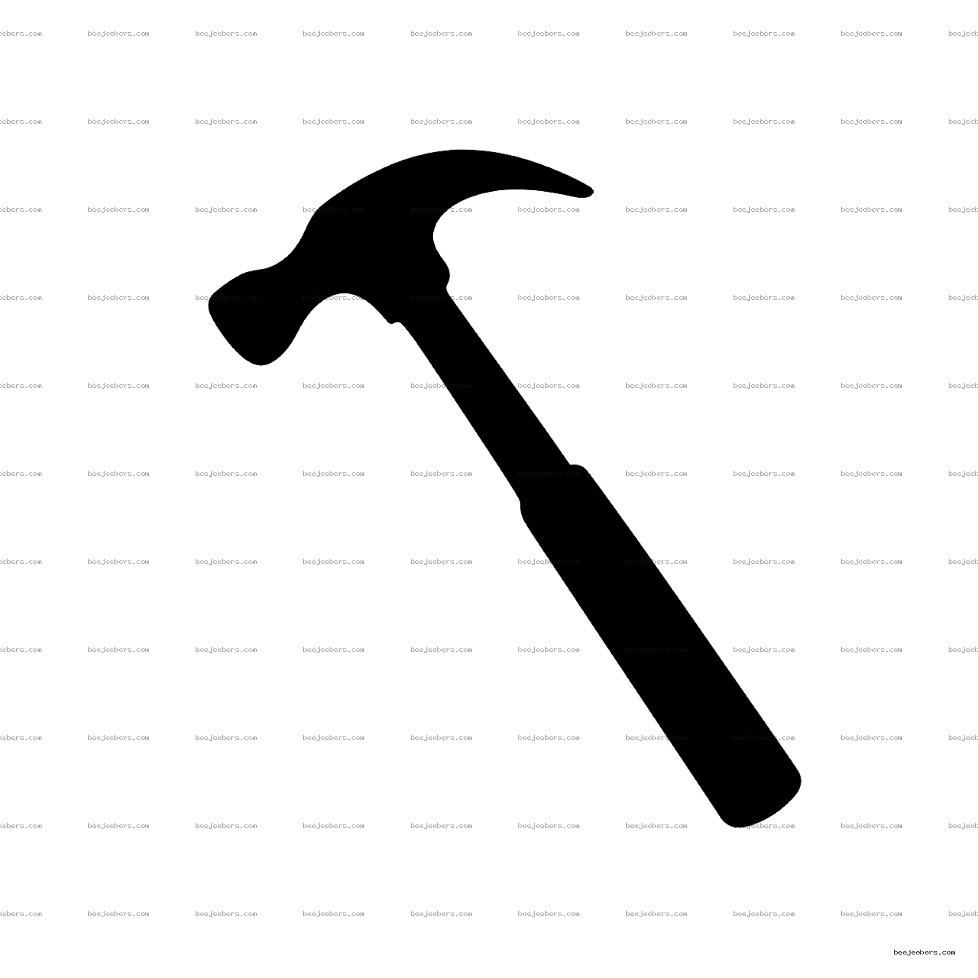 Black silhouette of a claw hammer on a transparent background