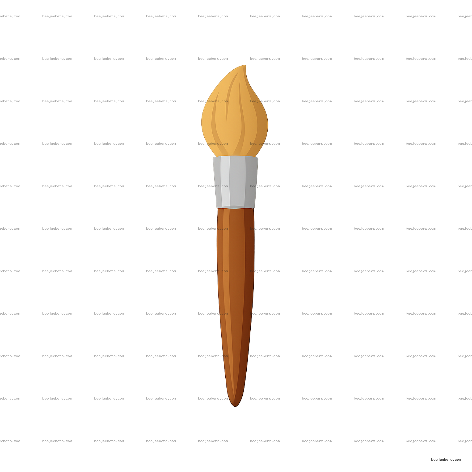 Clean vector illustration of a paint brush with brown handle and yellow-orange bristles on transparent background