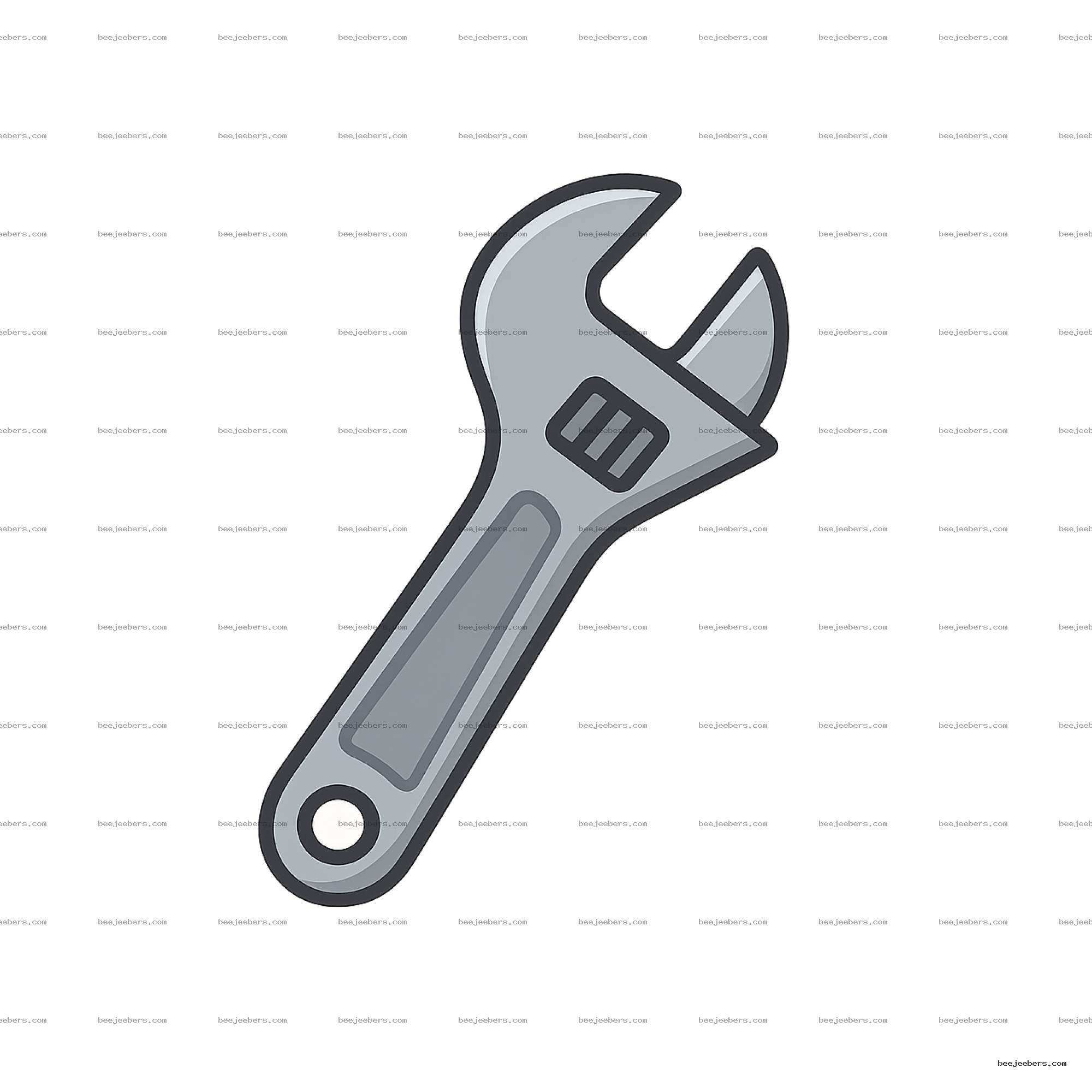 Clean vector cartoon adjustable wrench digital PNG with transparent background