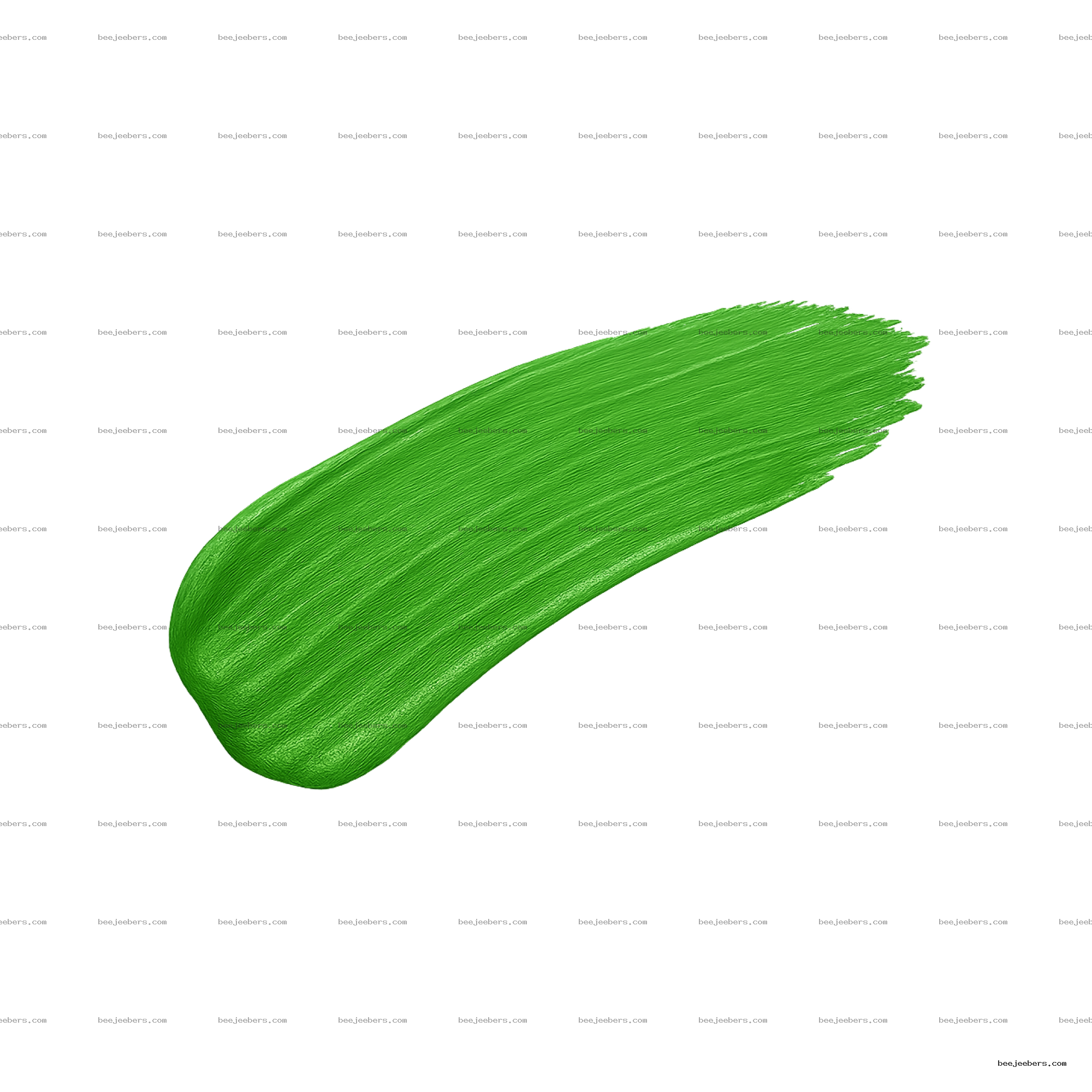 Smooth green paint stroke with brush texture on transparent background