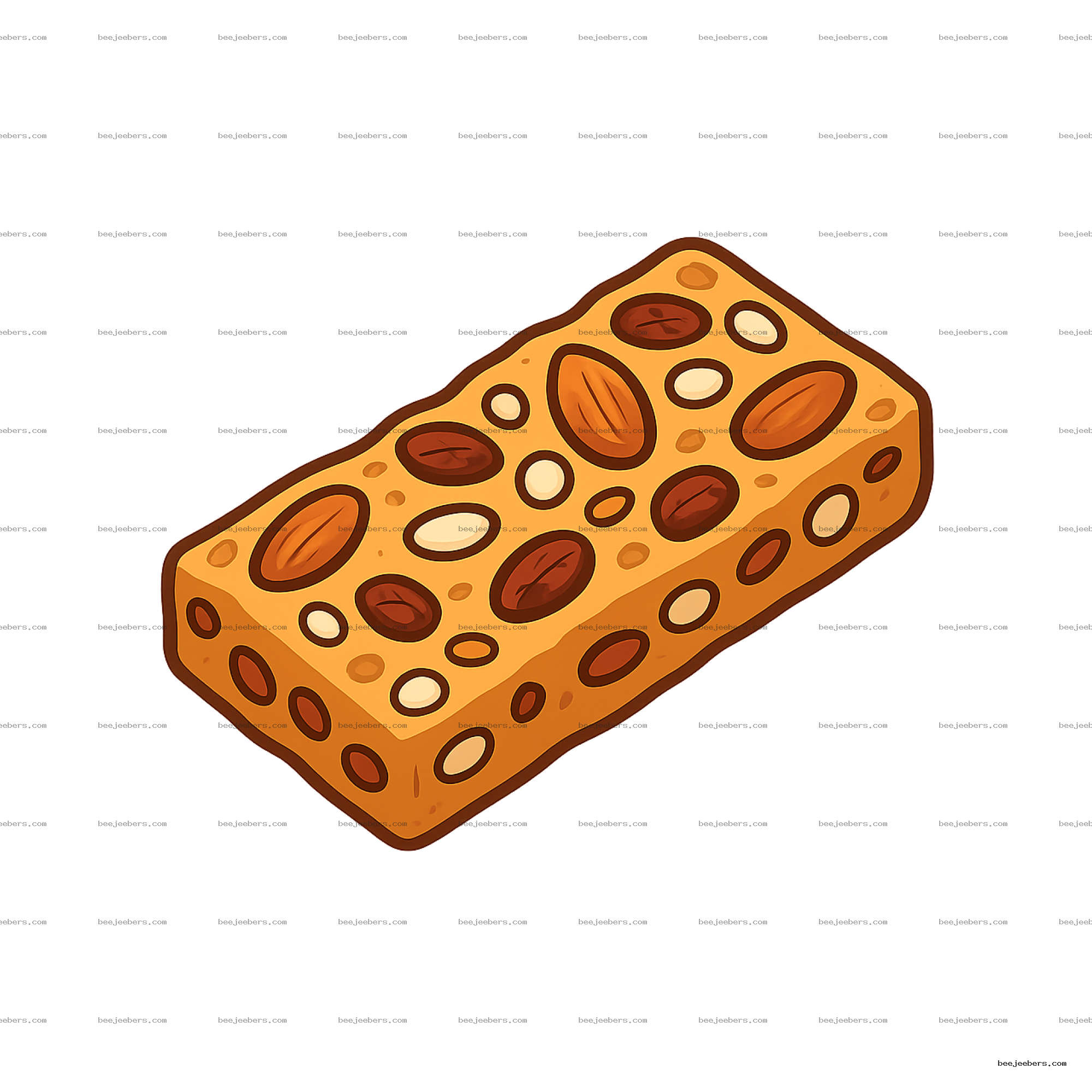 Clean vector granola bar clipart with almonds and nuts on transparent background