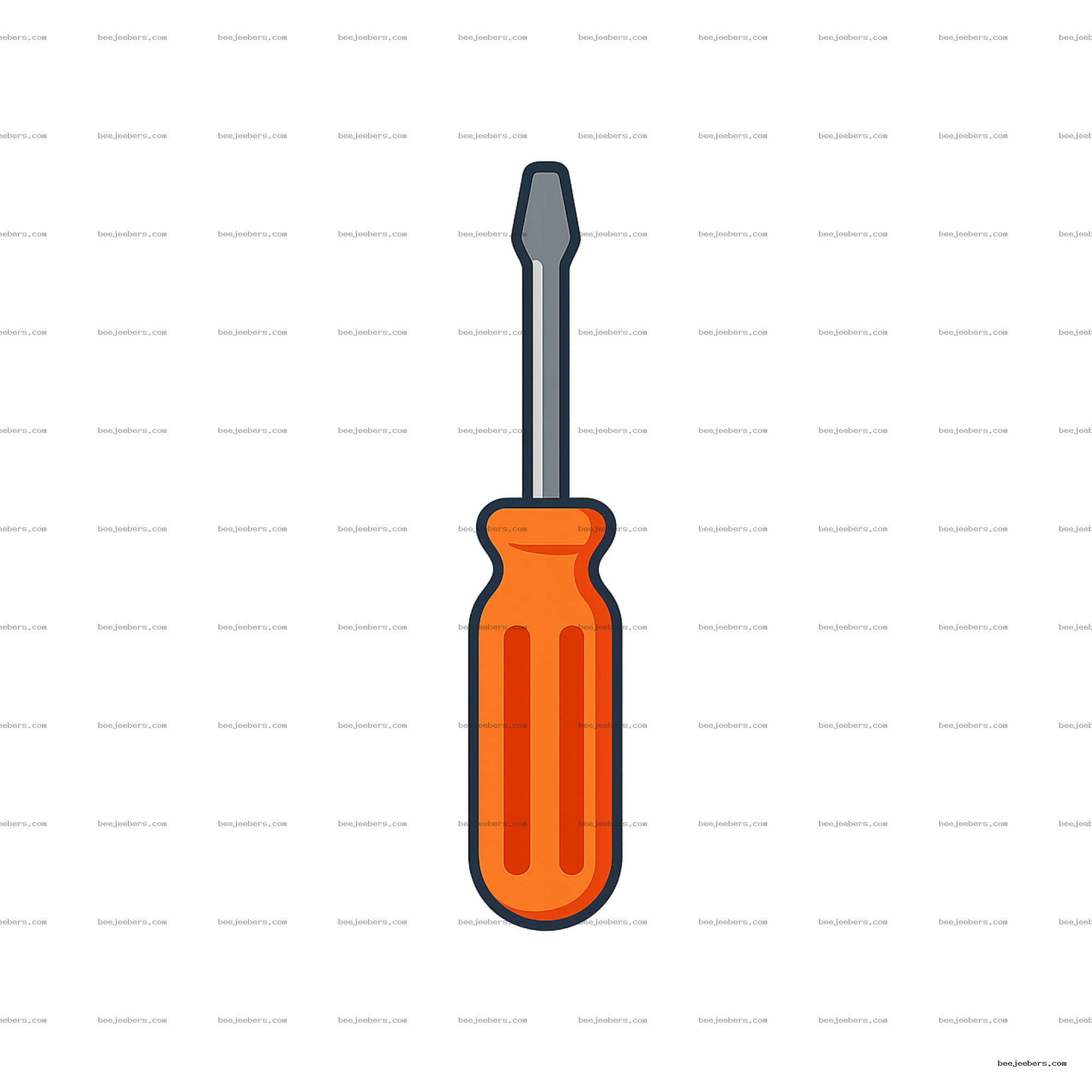 Clean vector flathead screwdriver with orange handle and gray metal shaft on transparent background