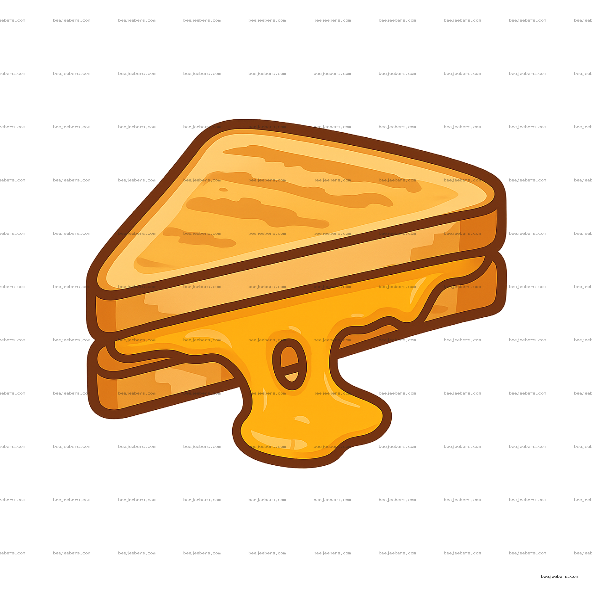 Clean vector grilled cheese sandwich slice with melted cheese dripping, transparent PNG