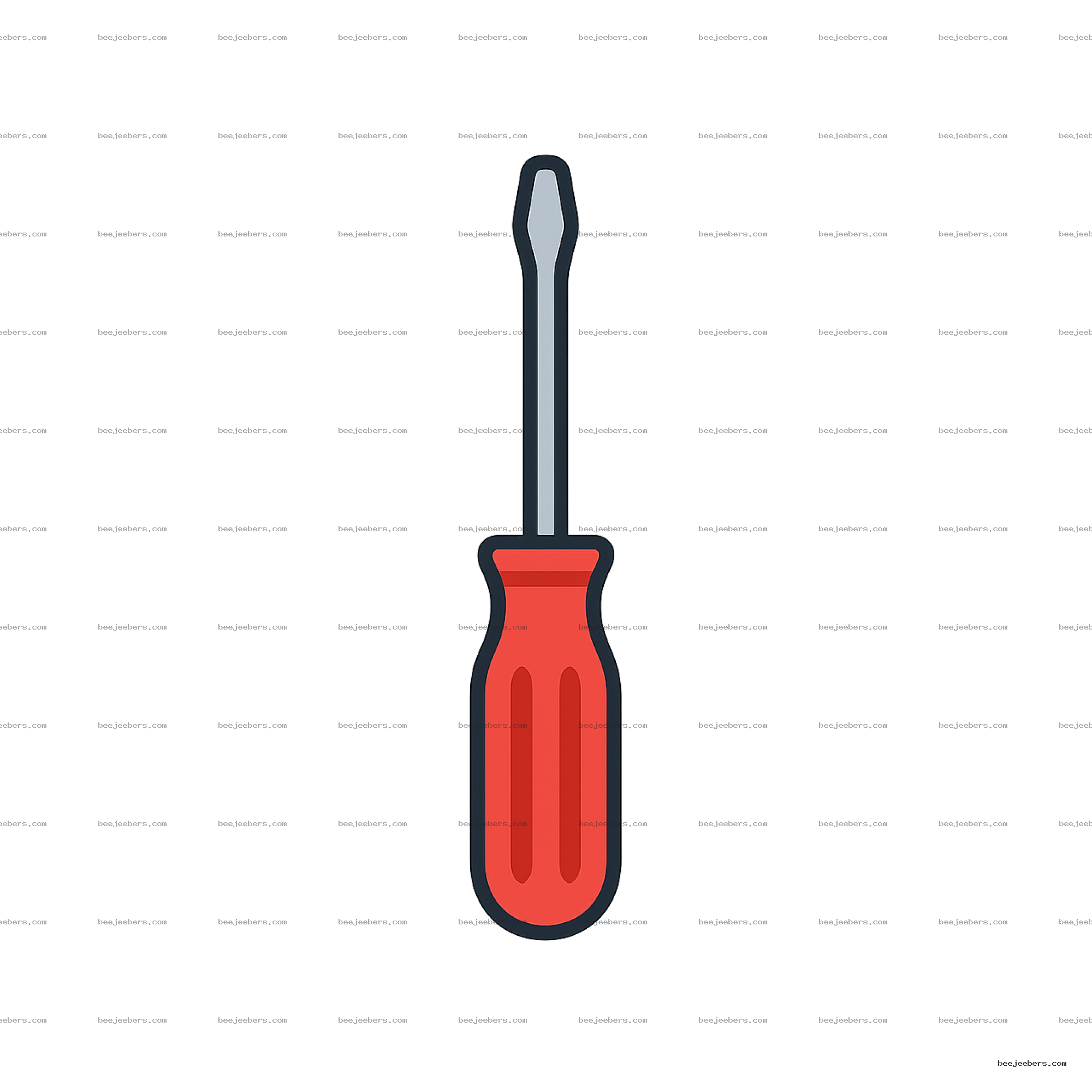 Vector image of a flathead screwdriver with red handle on transparent background