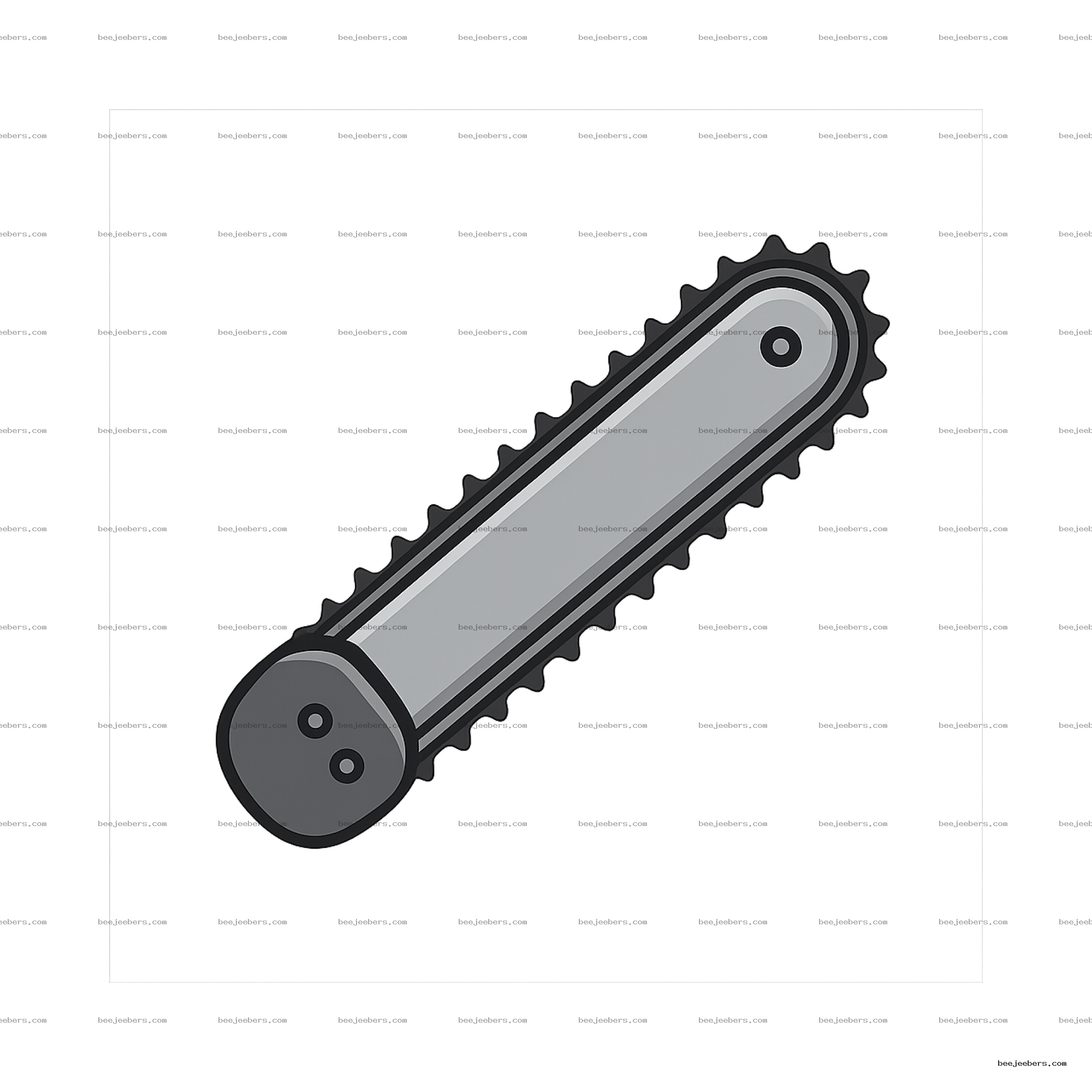 Clean vector illustration of a chainsaw blade with sharp teeth on transparent background