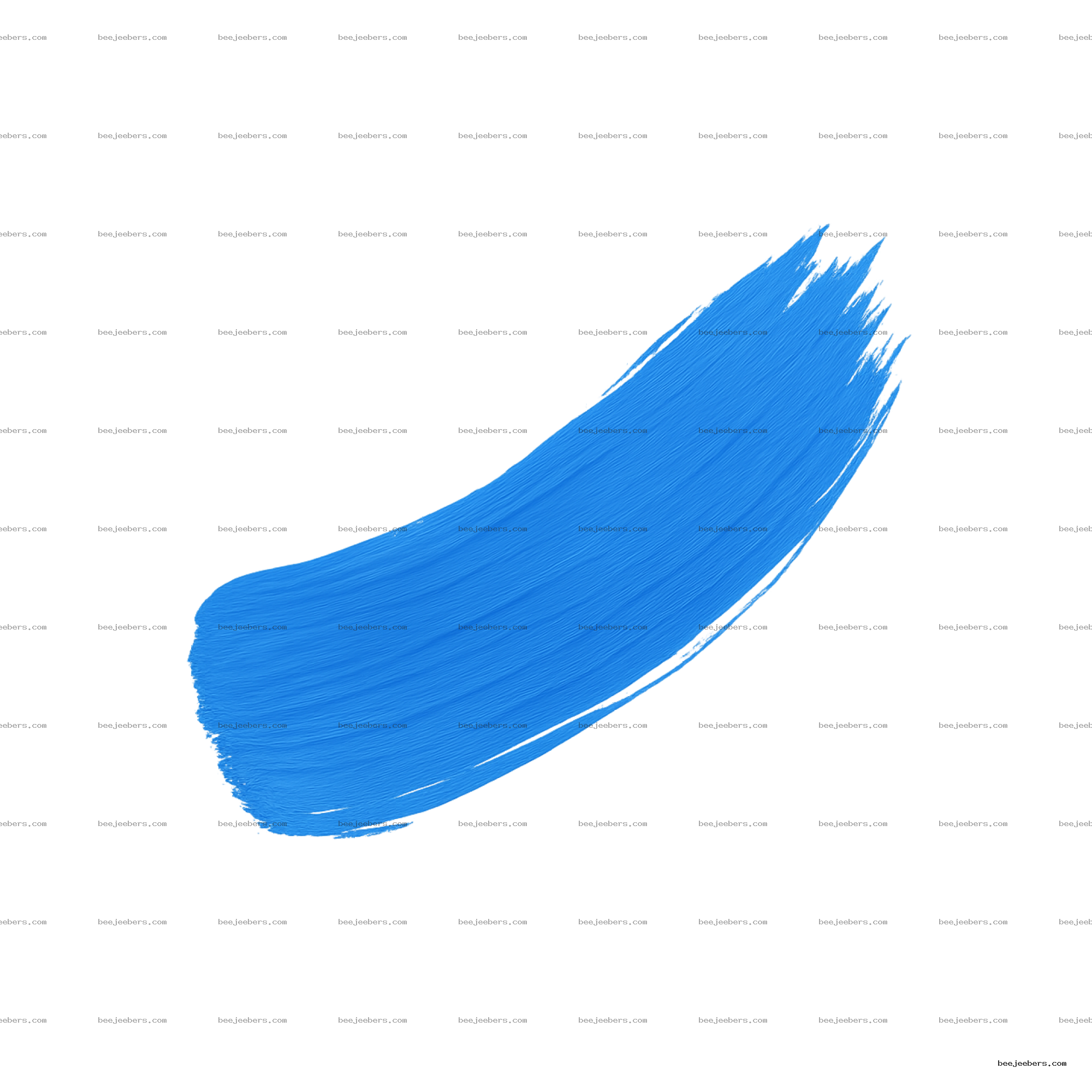 Blue paint brush stroke with textured edges on transparent background