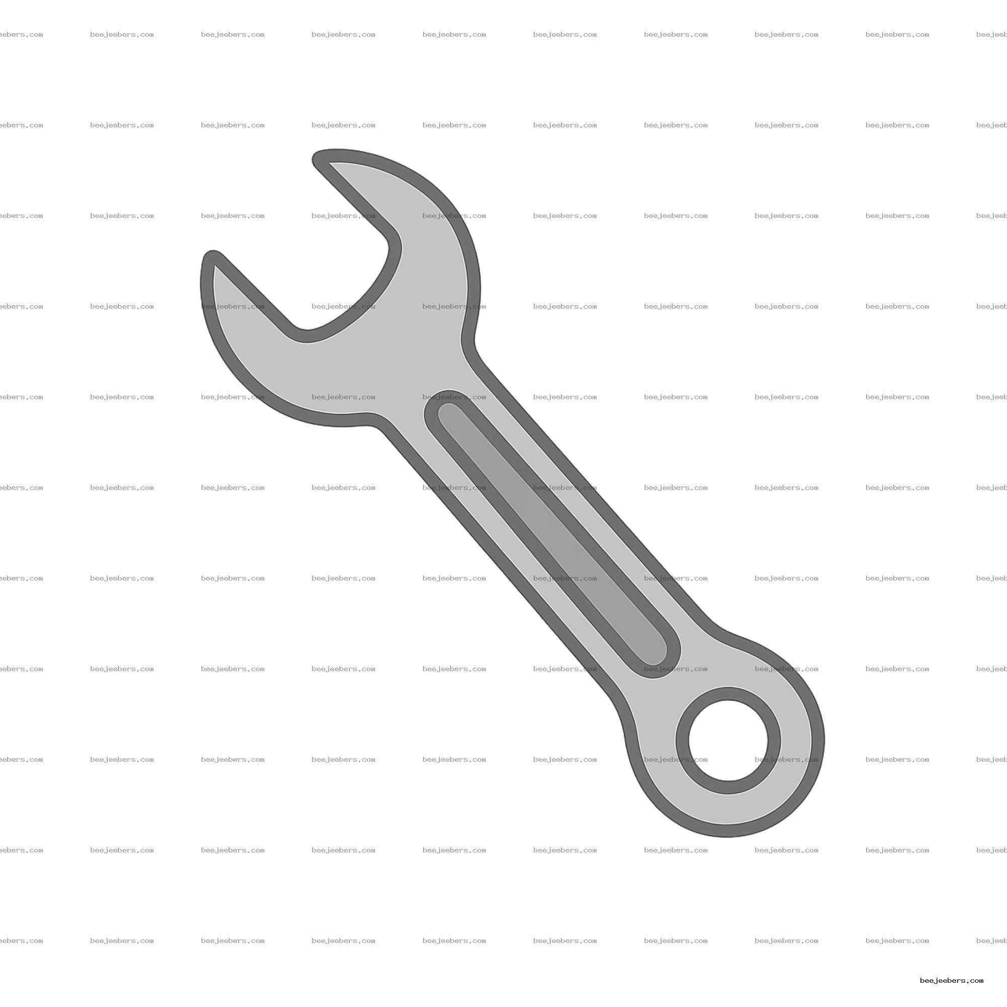 Clean vector icon of a gray wrench with transparent background