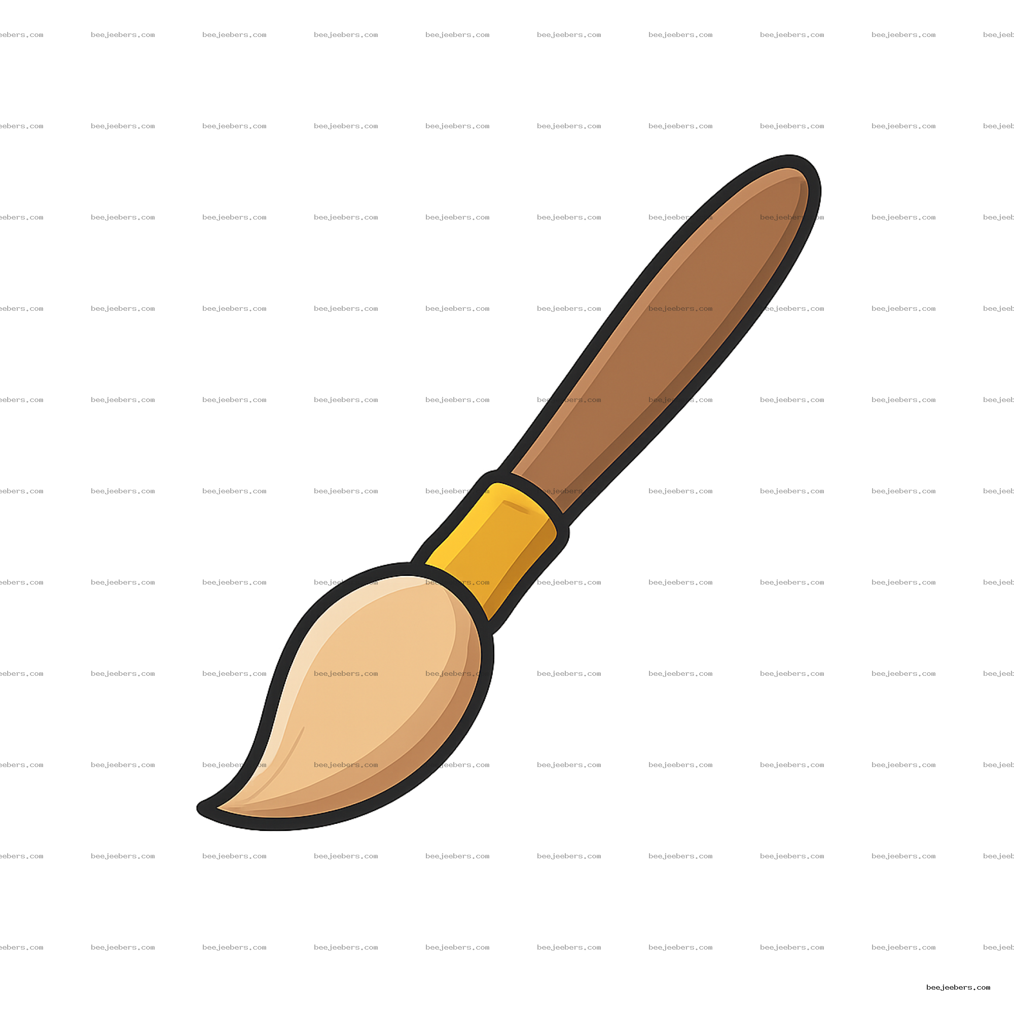 Clean vector illustration of a paint brush with brown handle and beige bristles transparent PNG