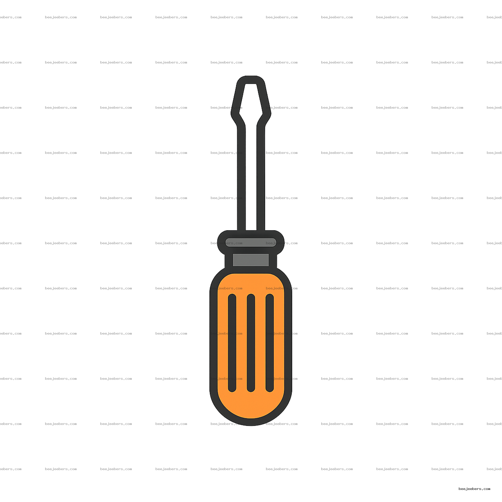 Transparent PNG of a clean screwdriver icon with orange handle and dark gray shaft