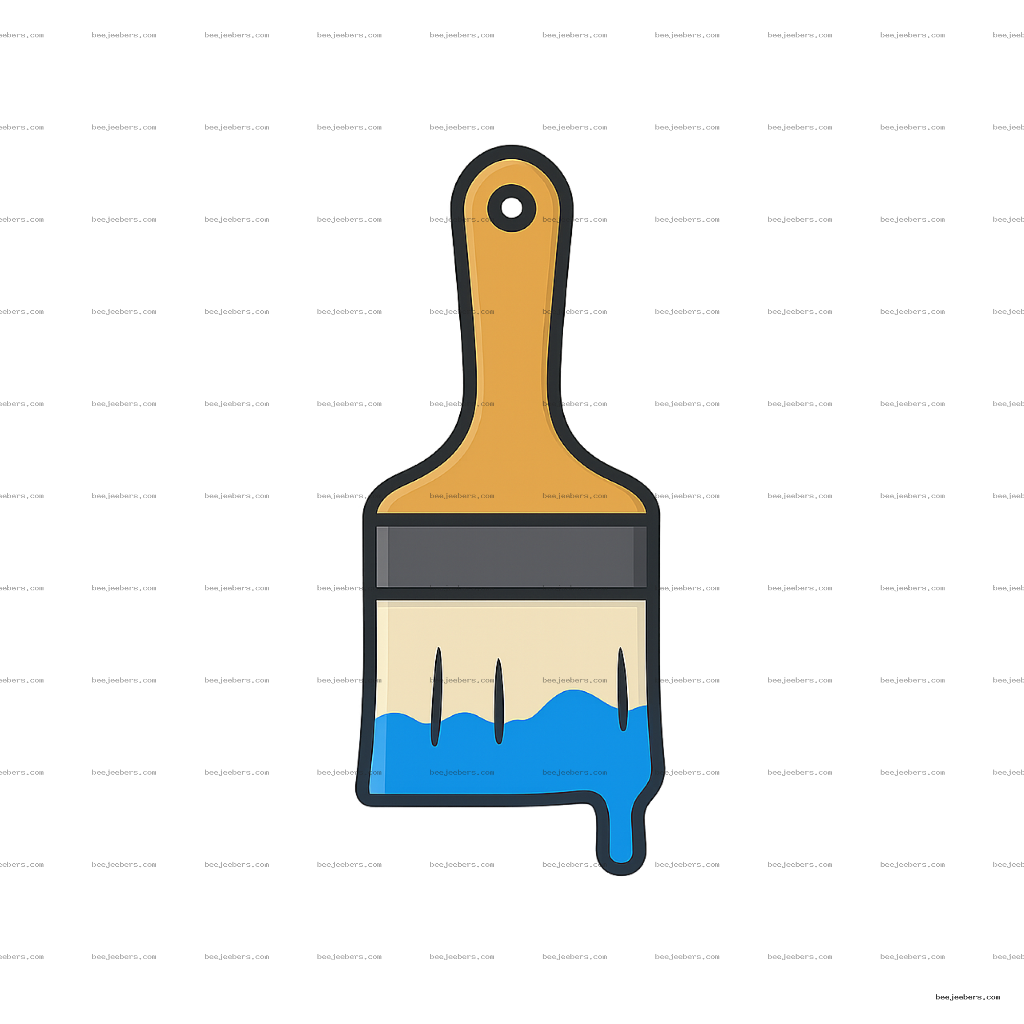 Vector illustration of a paintbrush with blue paint dripping on transparent background