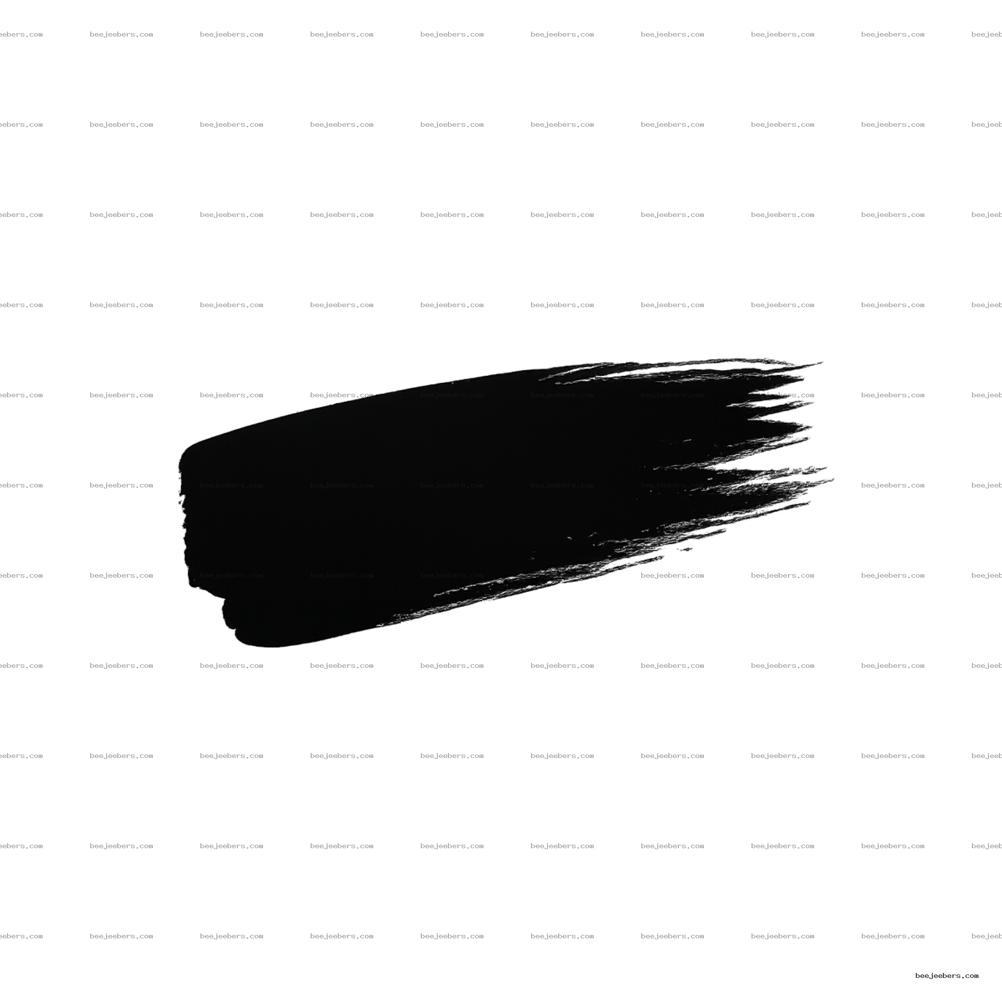 Black brush paint stroke with smooth edges on transparent background