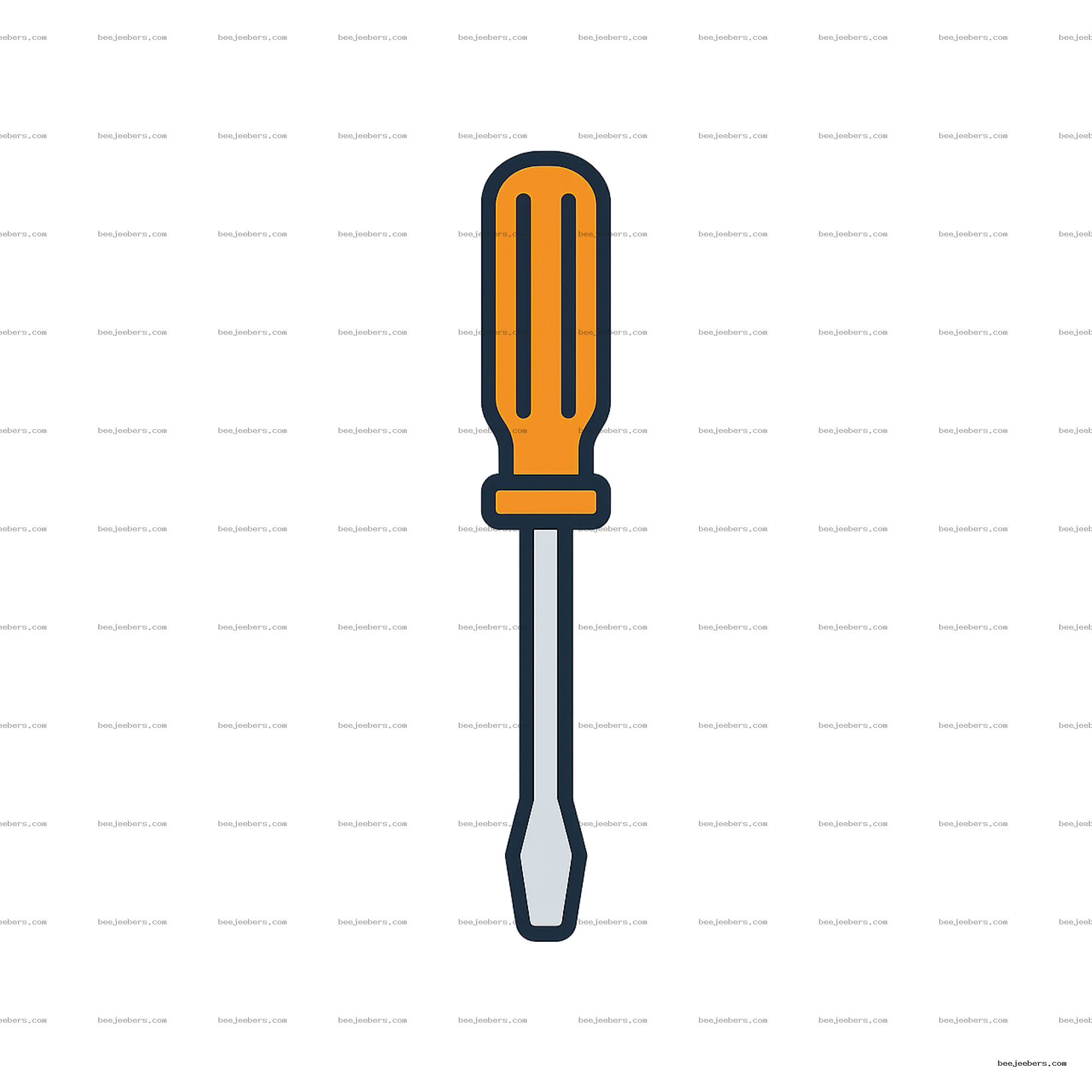Vector illustration of a flathead screwdriver with orange handle and transparent background