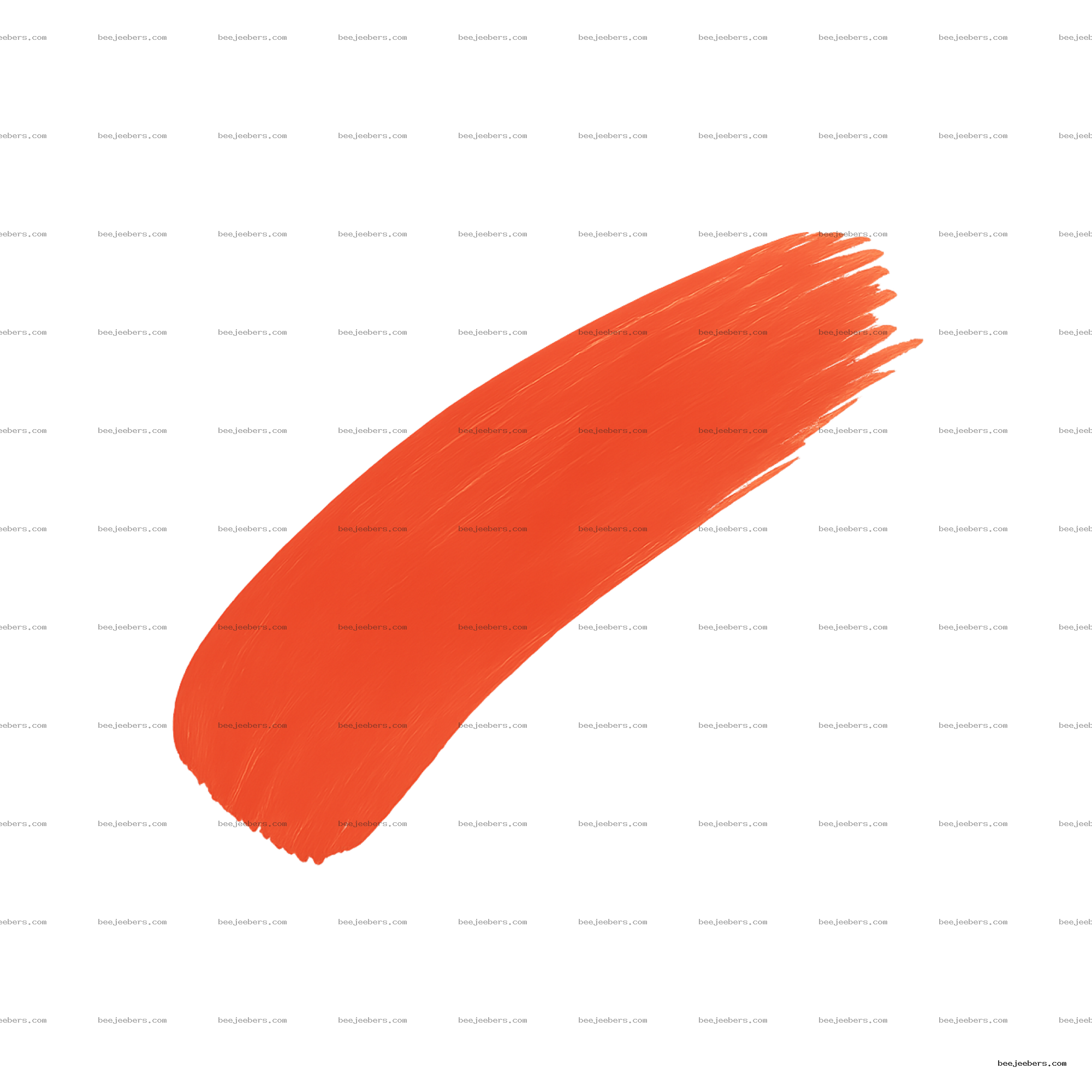 Orange paint brush stroke with detailed texture on transparent background
