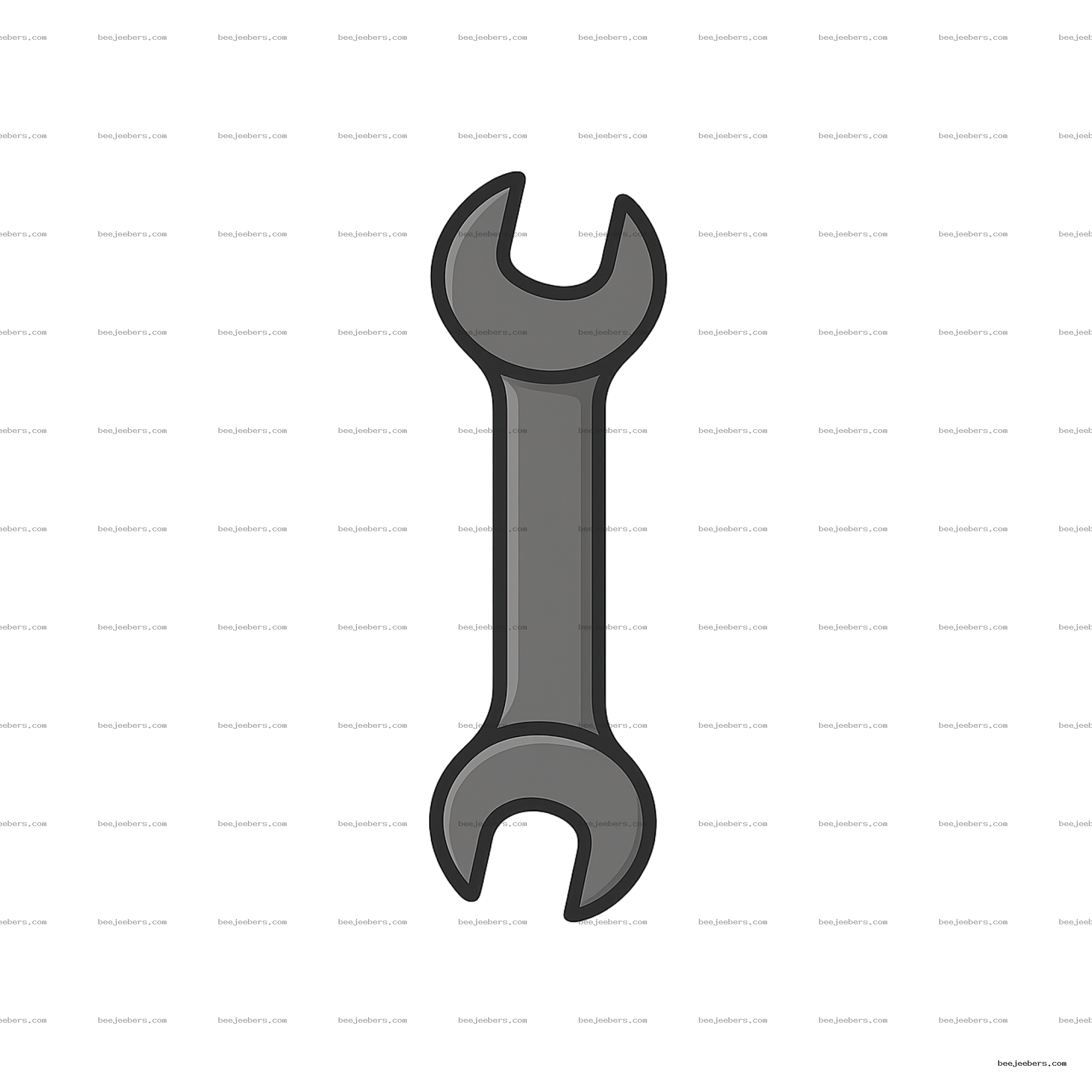Clean gray vector wrench illustration with transparent background