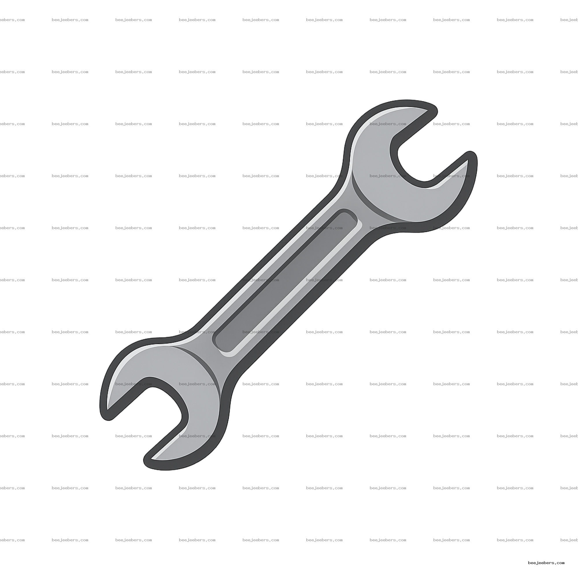 Clean vector illustration of a silver wrench with transparent background