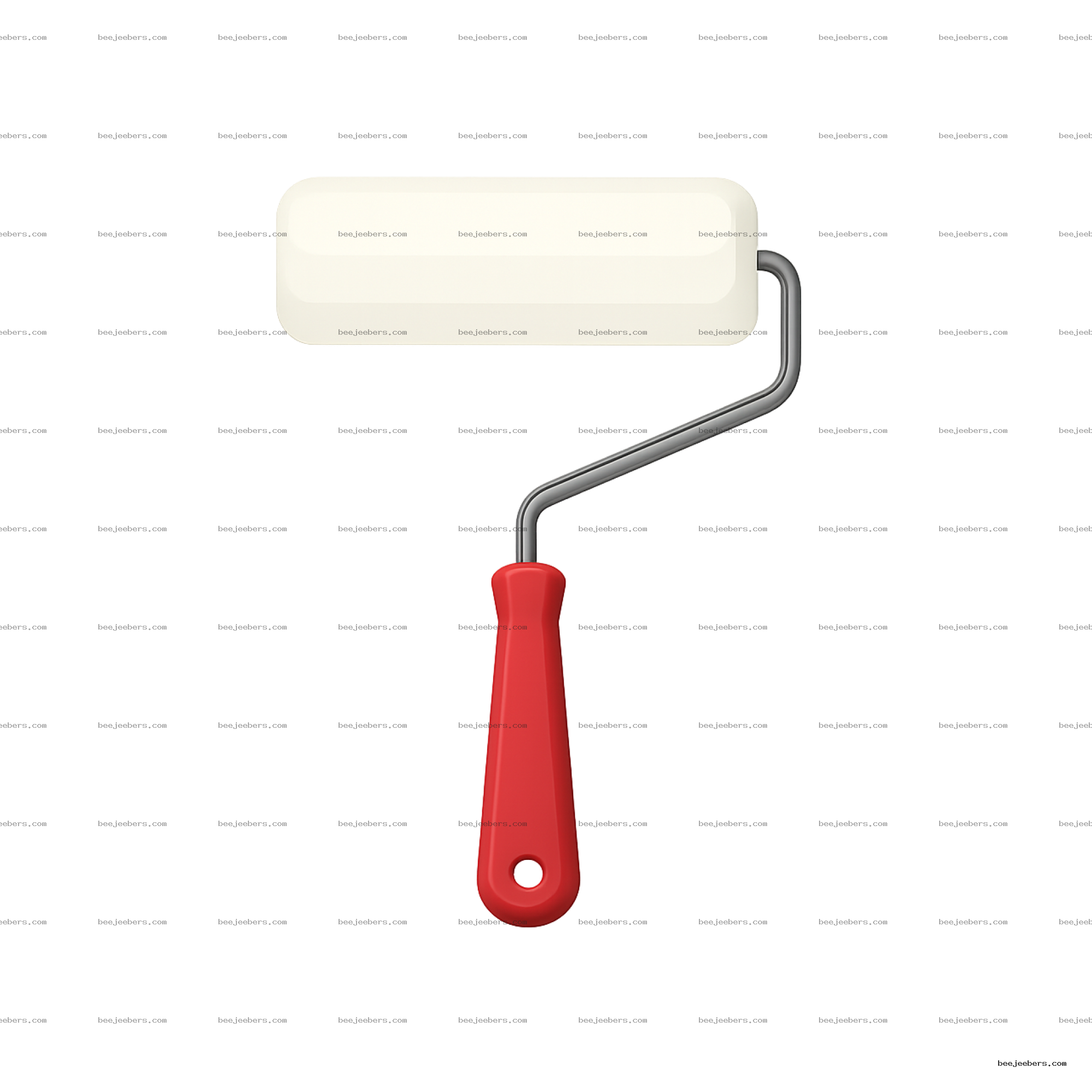 Clean vector paint roller brush with red handle and white roller on transparent background PNG