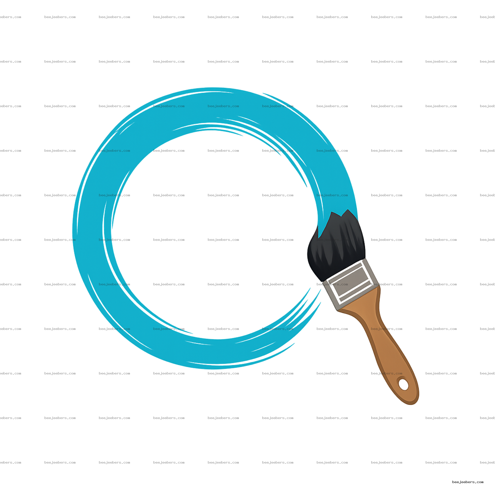 Clean vector digital paintbrush creating a blue circular brushstroke on transparent background