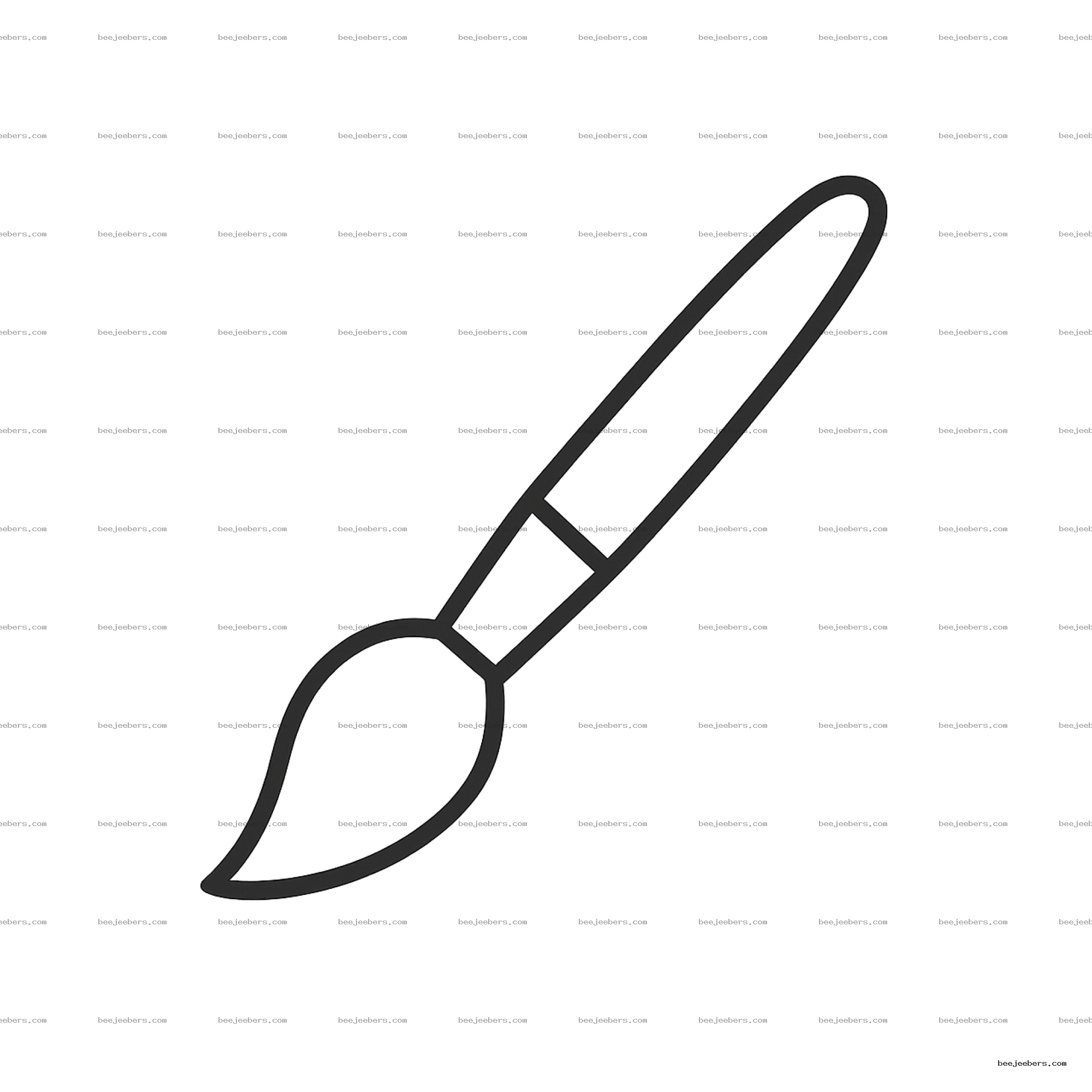 Simple black line outline of a paint brush on transparent background PNG