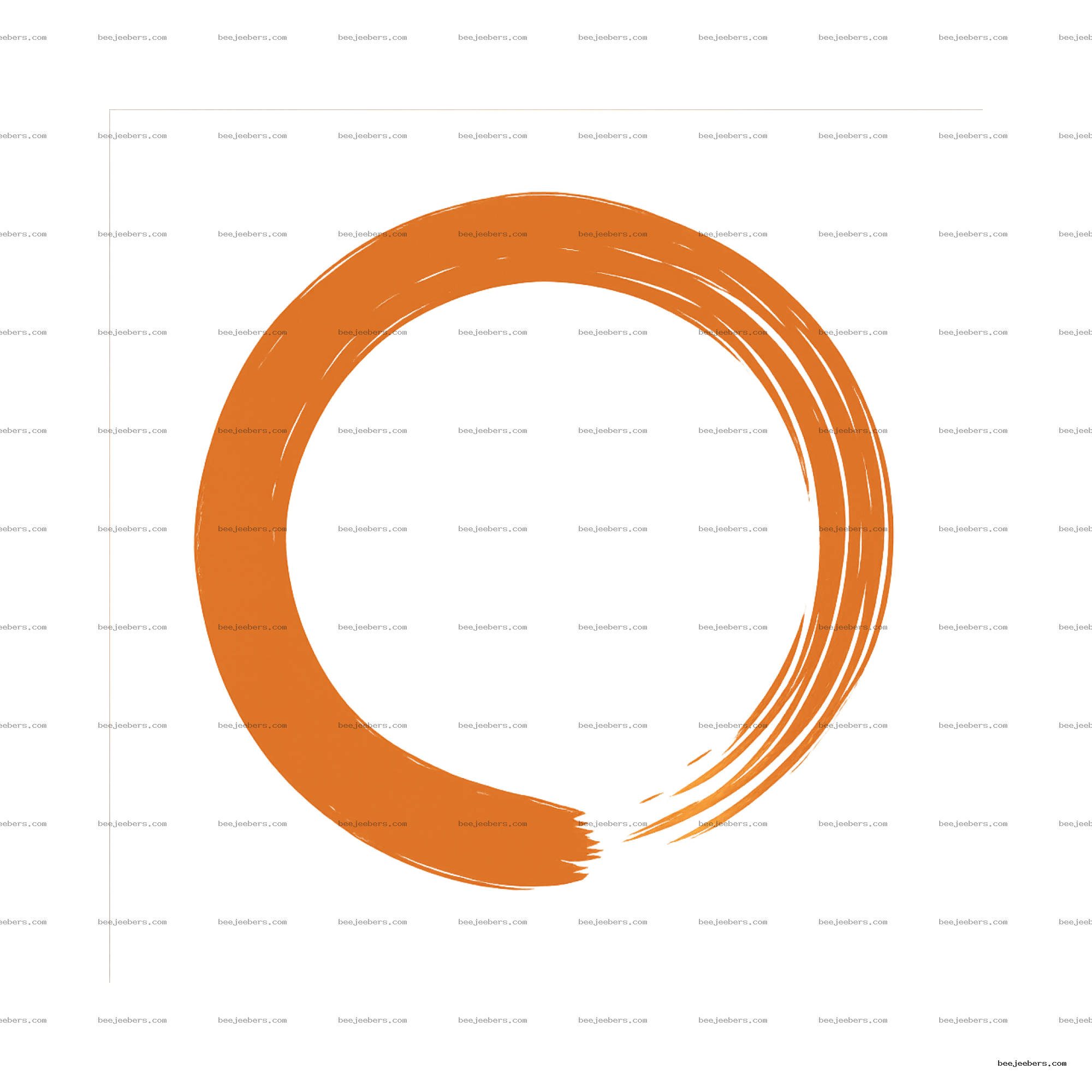 Clean orange paint stroke forming an incomplete circular brush stroke on transparent background