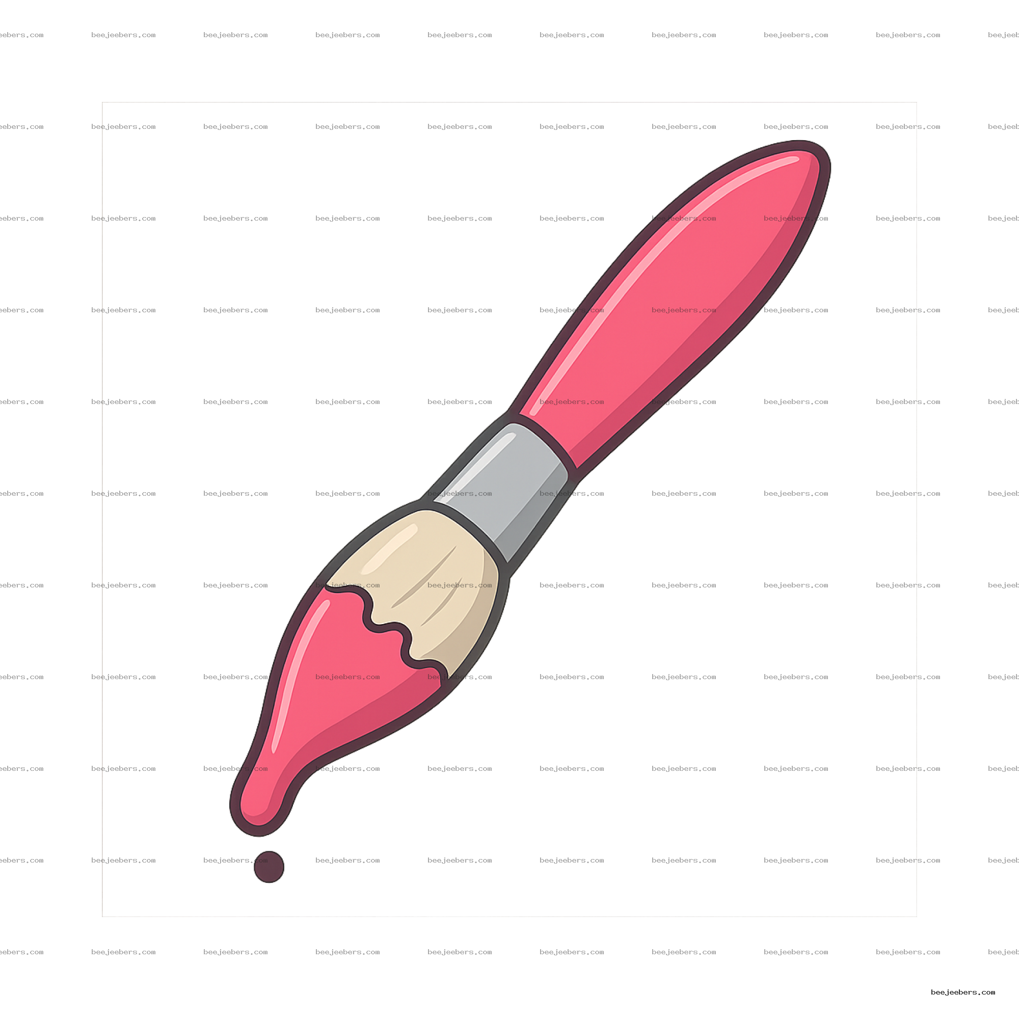 Clean vector illustration of a paint brush with pink paint dripping on transparent background
