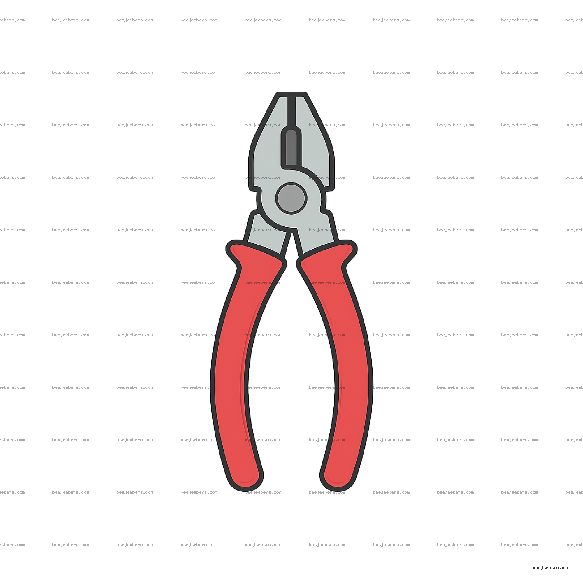 Vector illustration of cutting pliers with red handles and gray jaws on transparent background