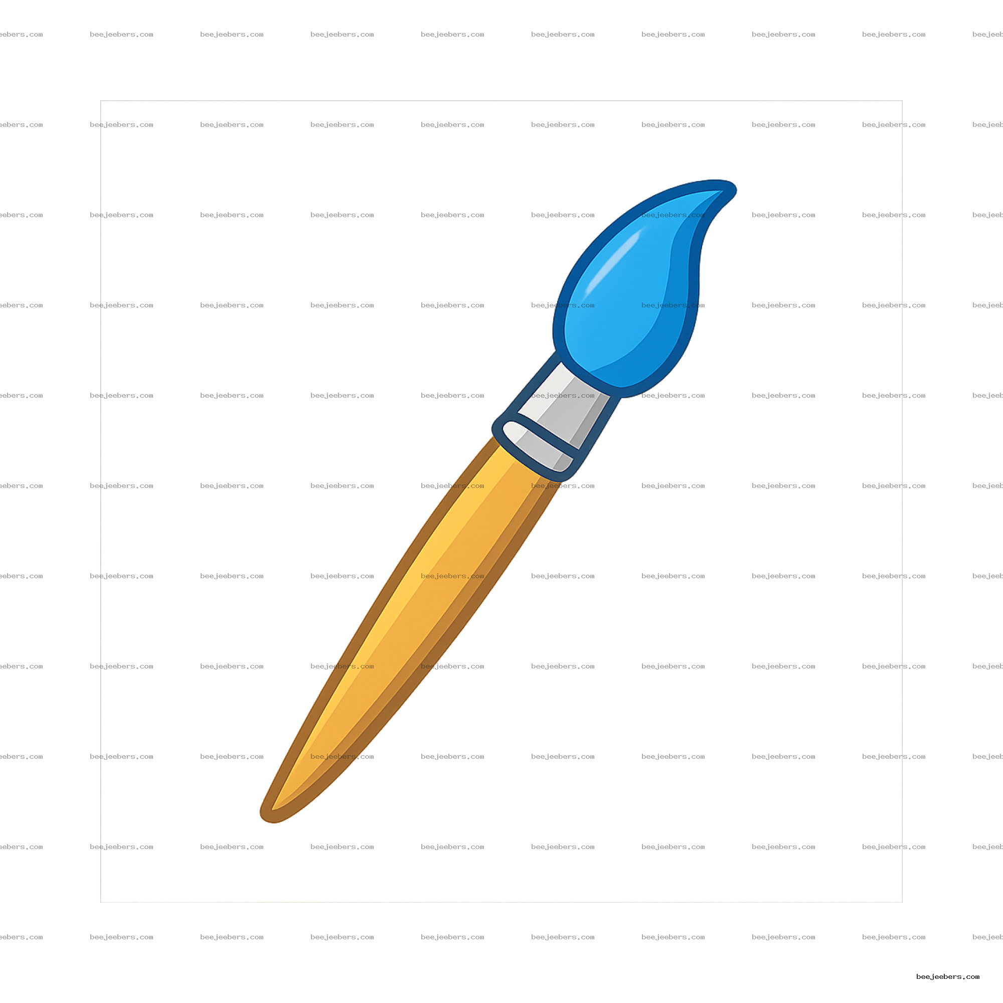 Clean vector illustration of a paintbrush with blue paint on transparent background