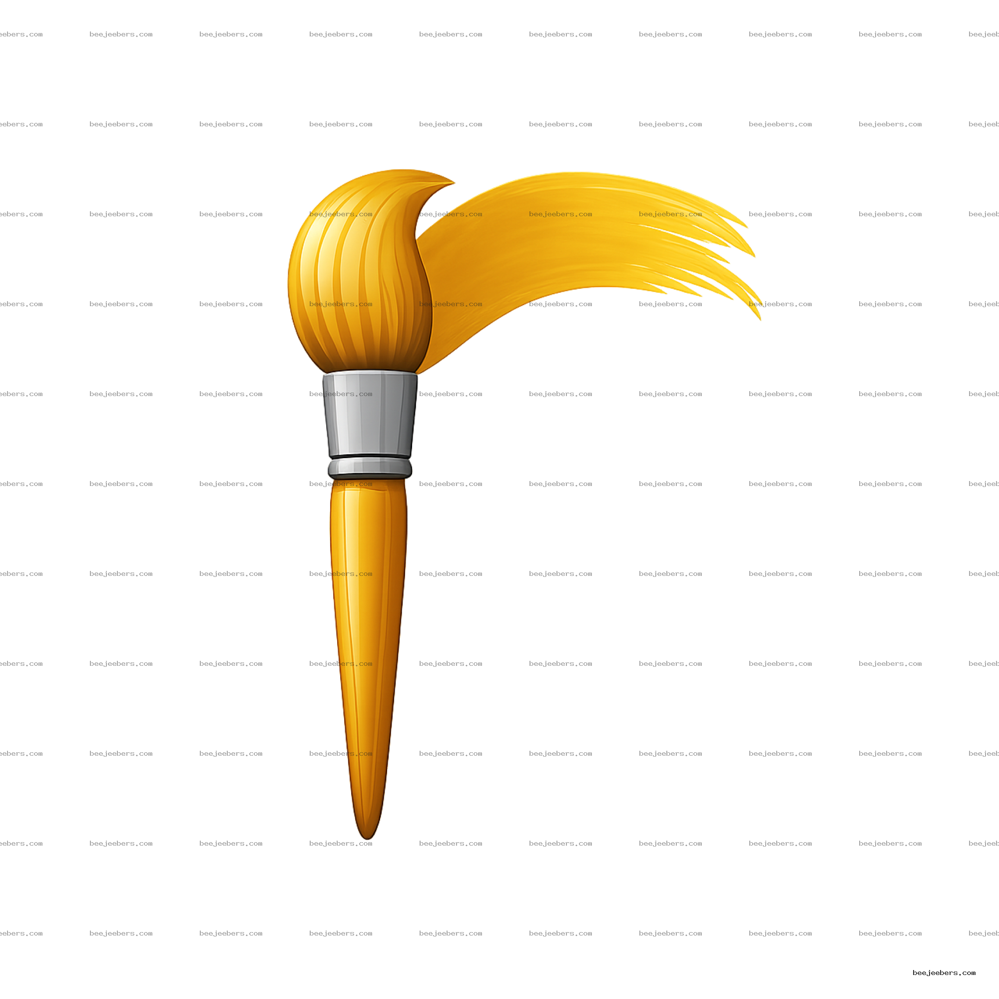 Clean vector paint brush with gold paint stroke on transparent background