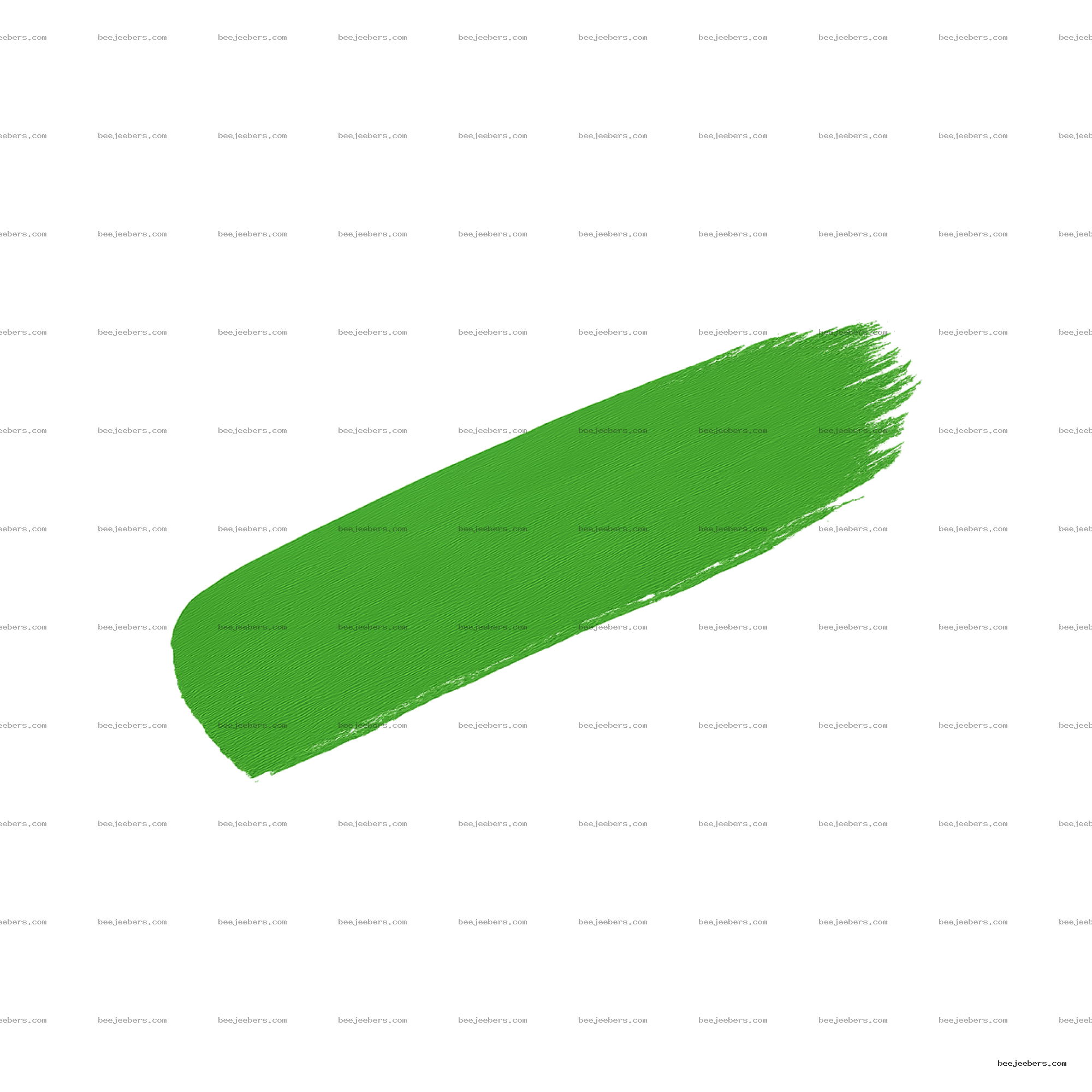 Smooth green paint brush stroke with textured edges on transparent background