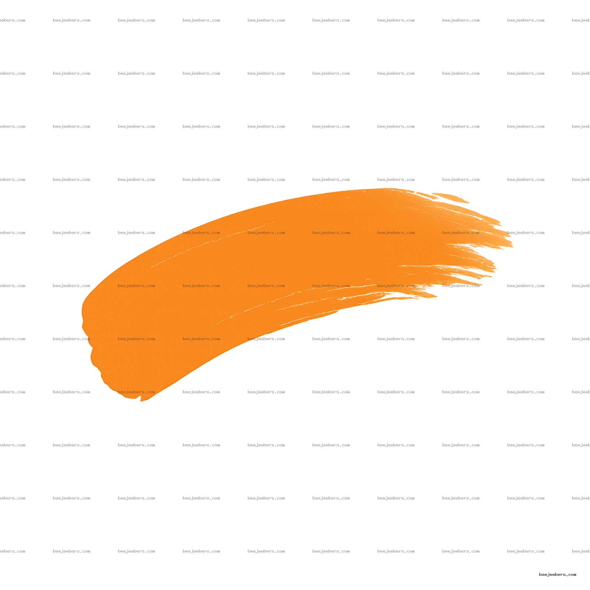 Orange paint brush stroke with smooth texture on transparent background