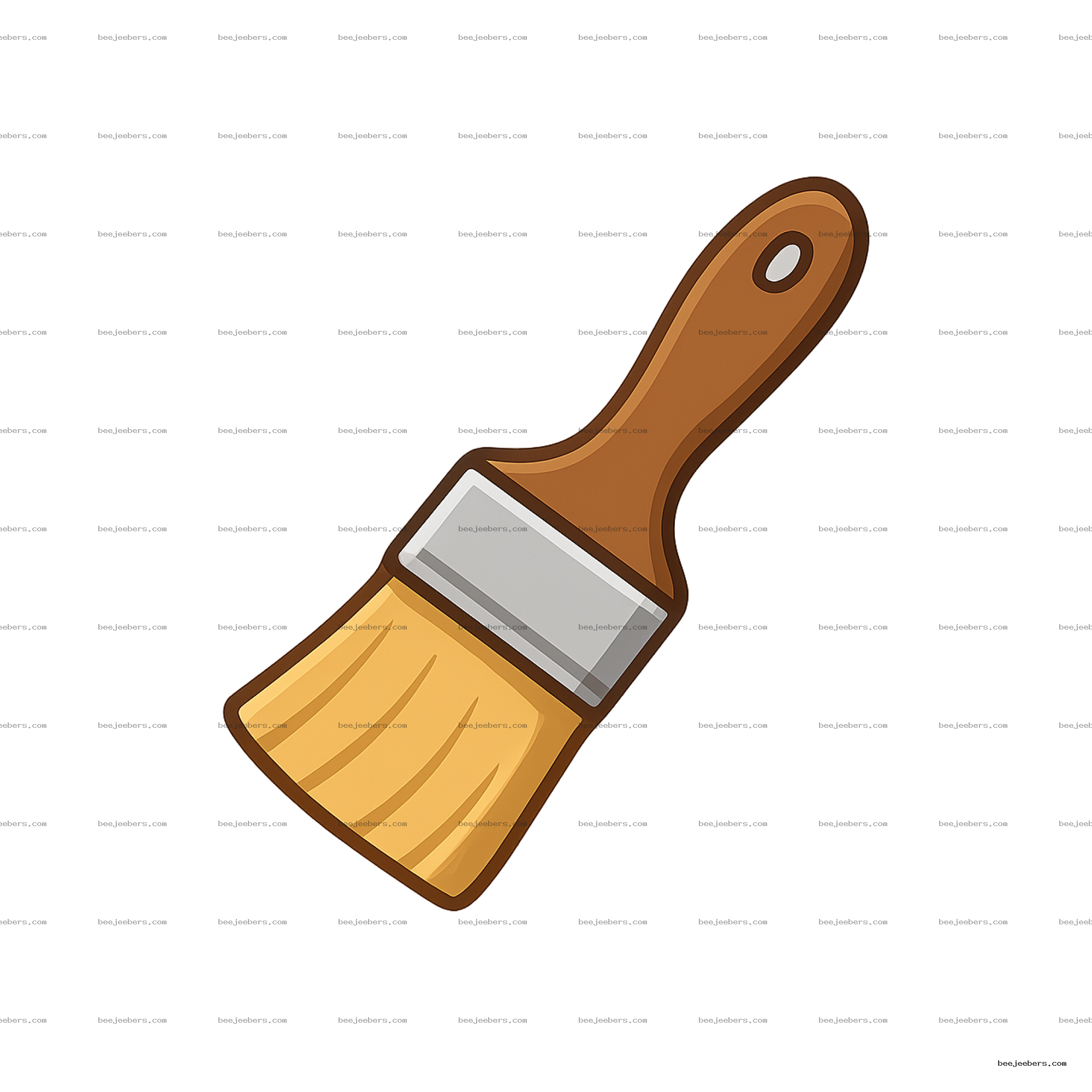 Clean vector illustration of a paint brush with brown handle and yellow bristles on transparent background