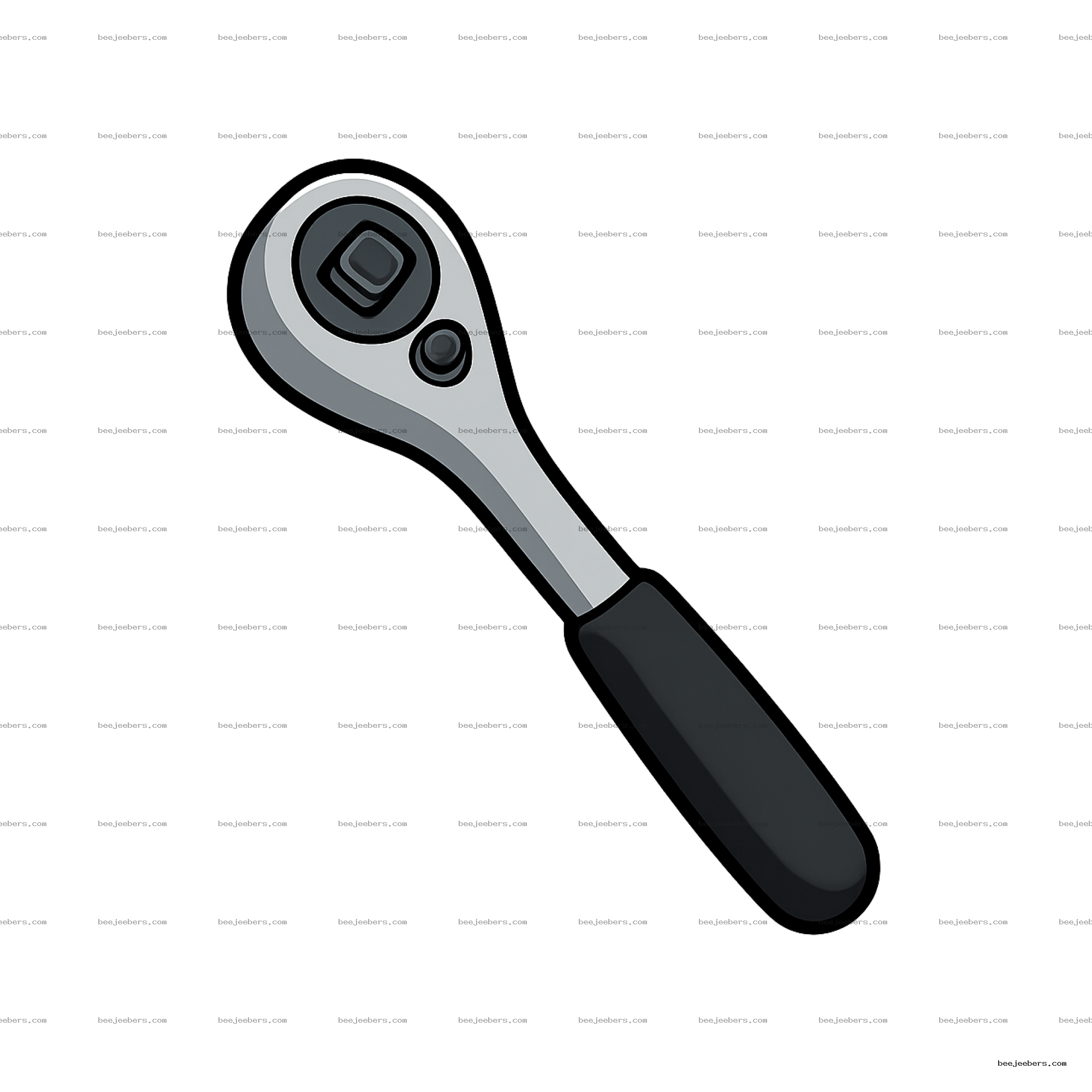 Clean vector clipart of socket wrench head with dark handle on transparent background
