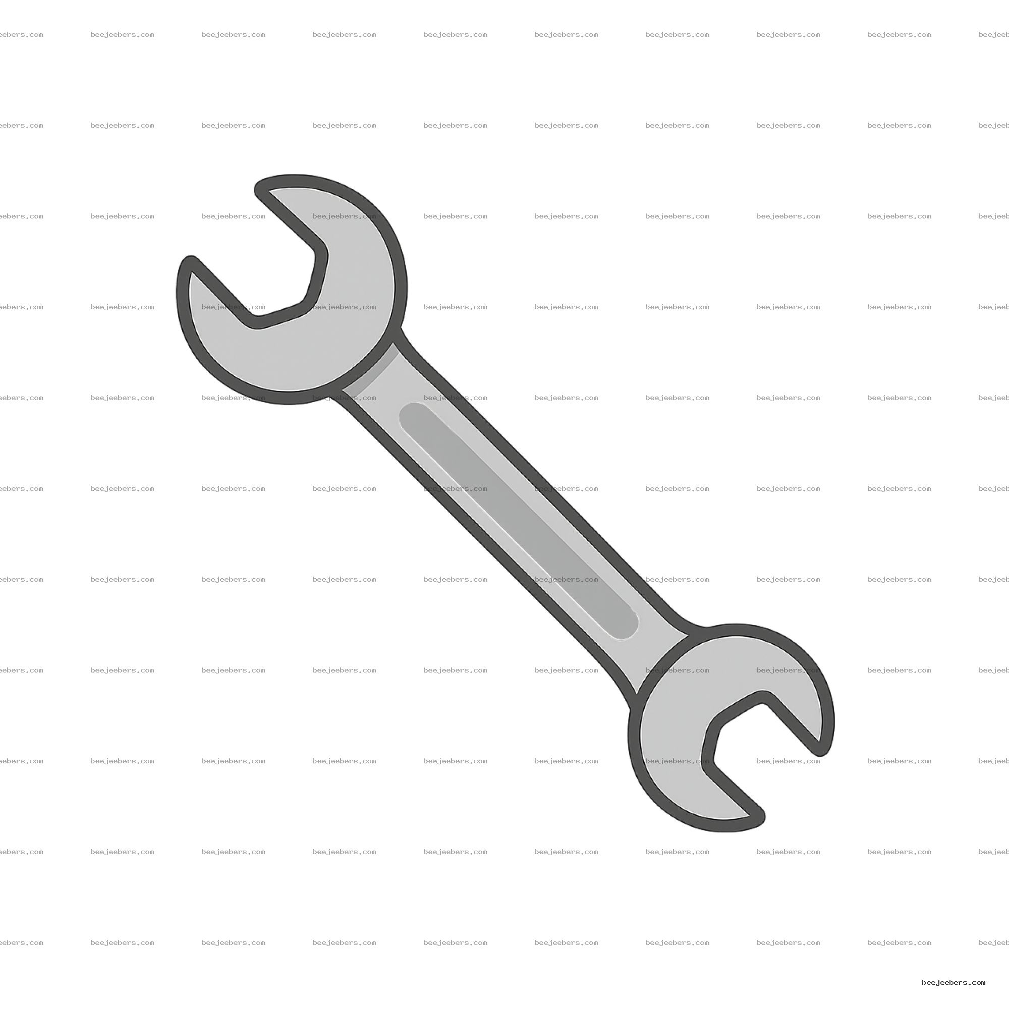 Clean vector illustration of a gray wrench tool with transparent background
