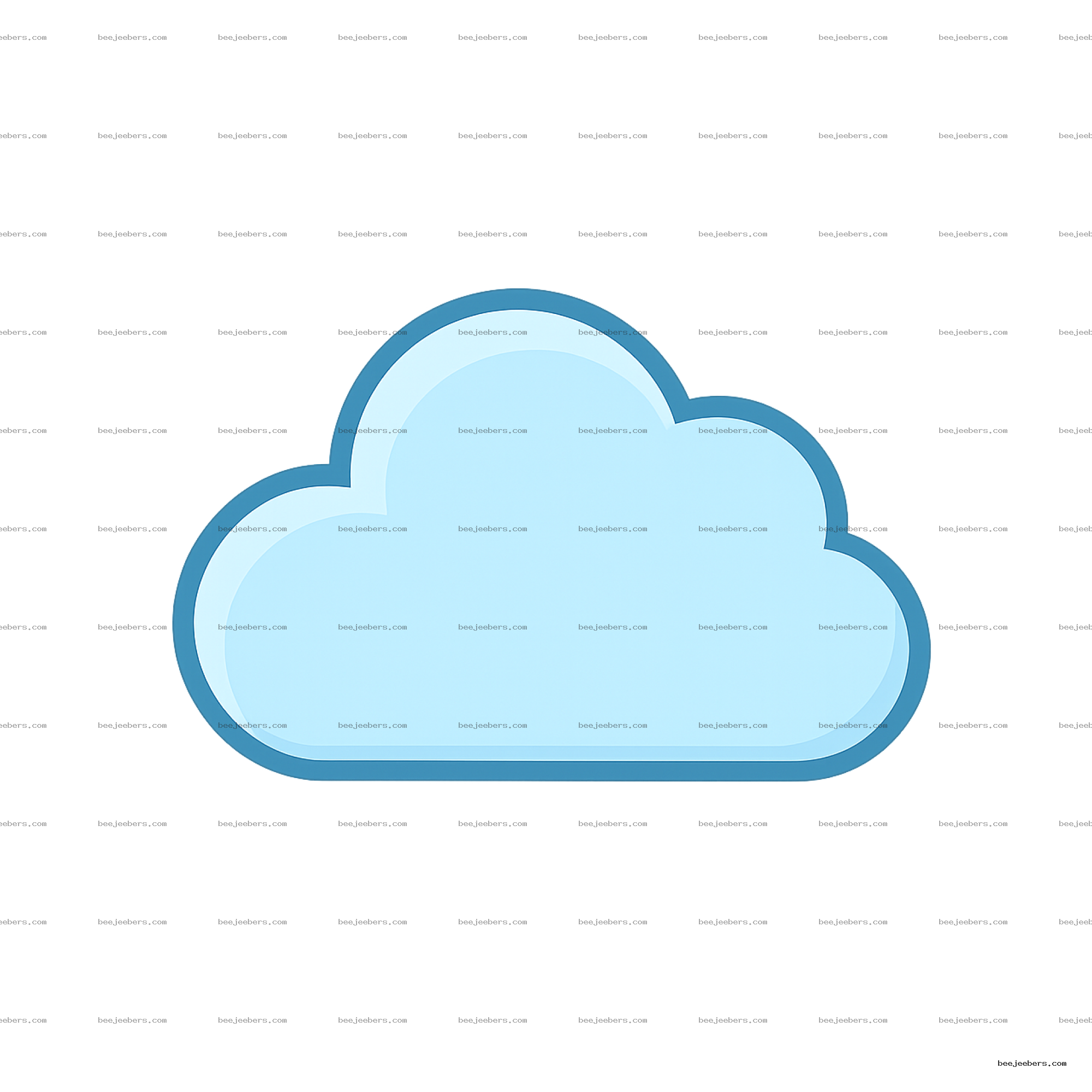 Clean blue cloud vector PNG with transparent background and dark blue outline