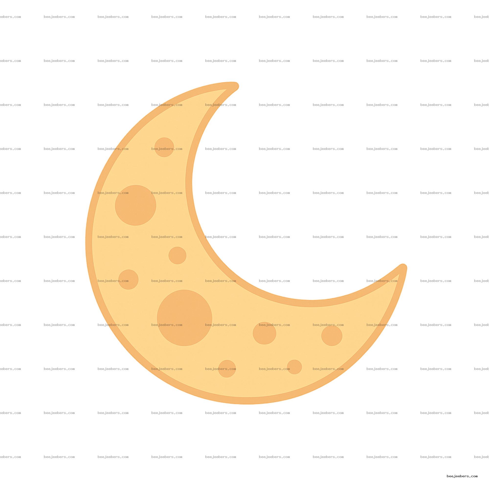 Clean crescent moon clipart in light yellow with craters on transparent background