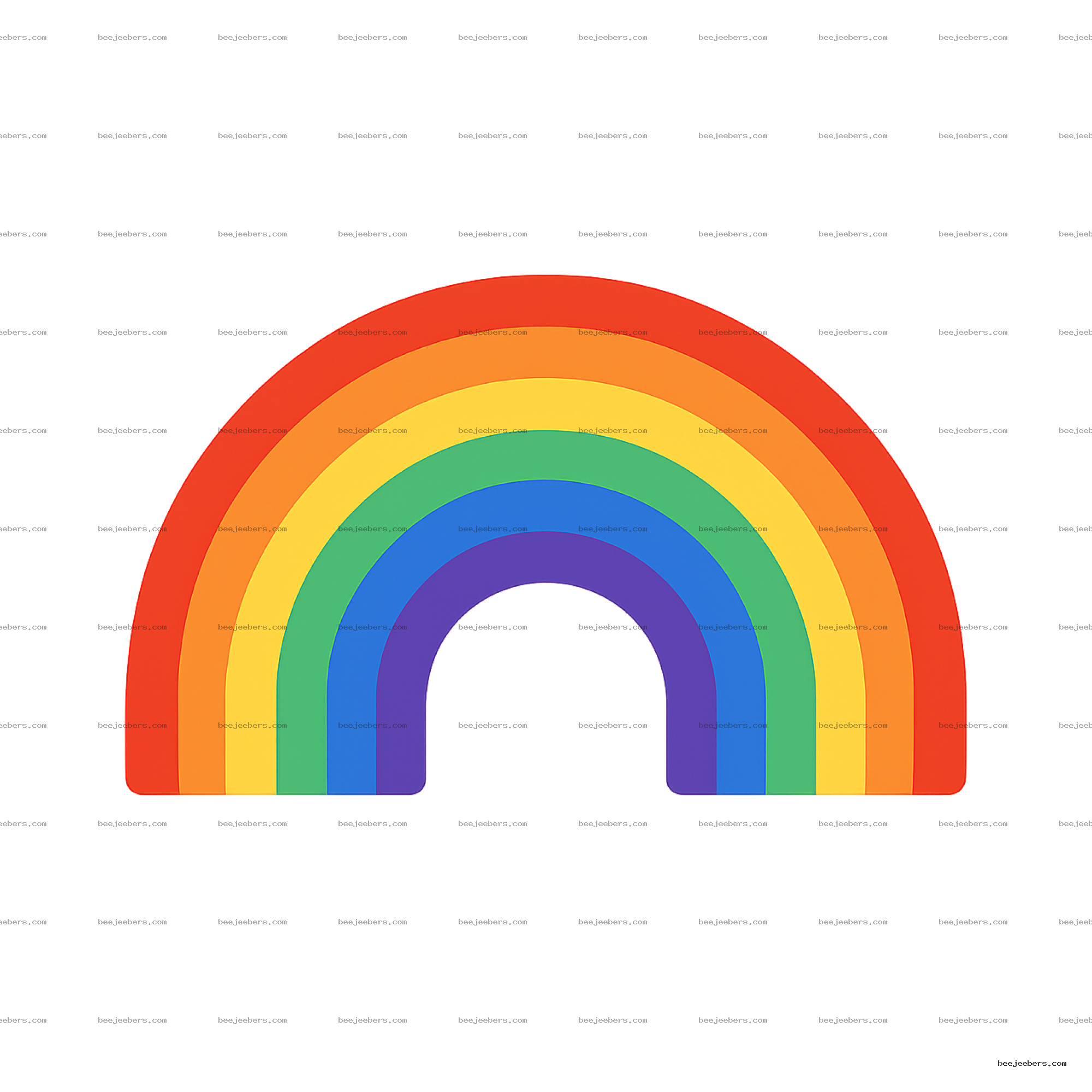 Bright clean rainbow with seven distinct color arcs on a transparent background vector PNG