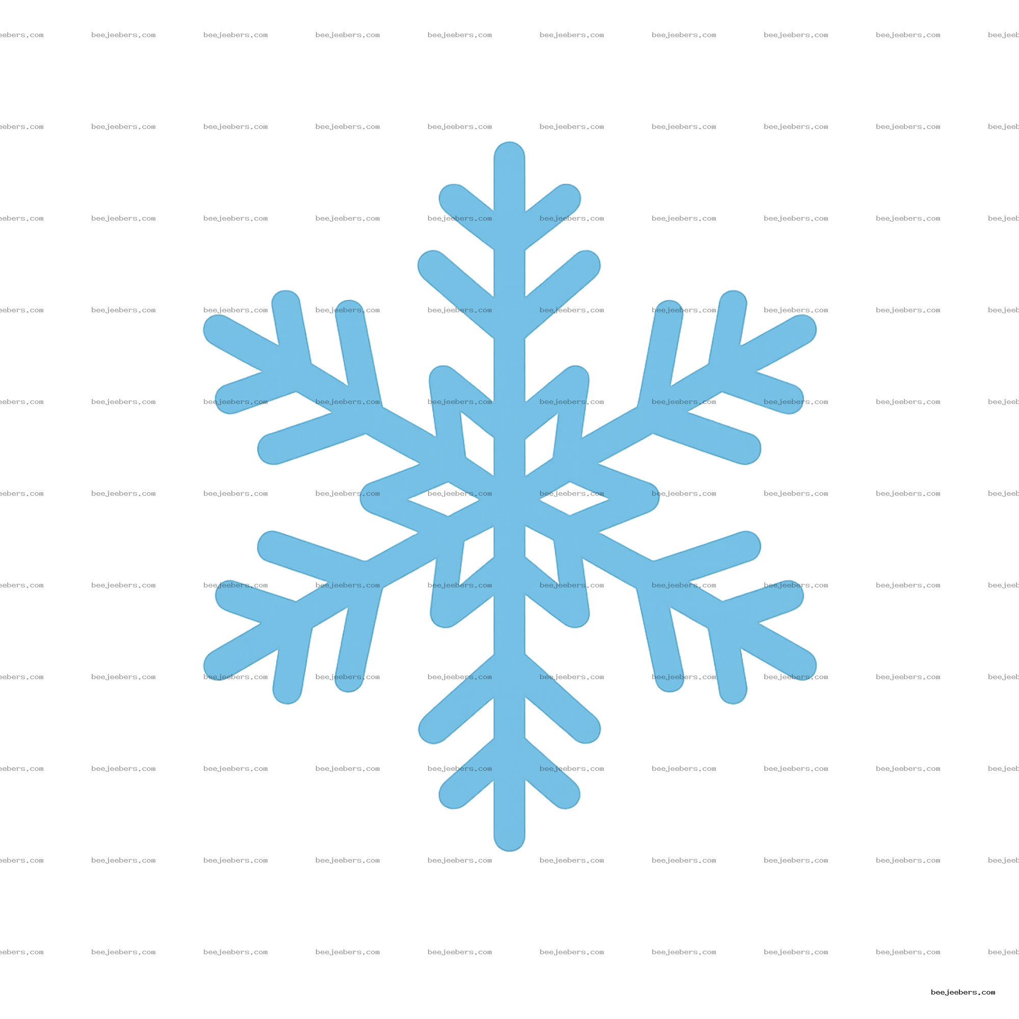 Clean vector blue snowflake with rounded edges on transparent background for winter design and crafts